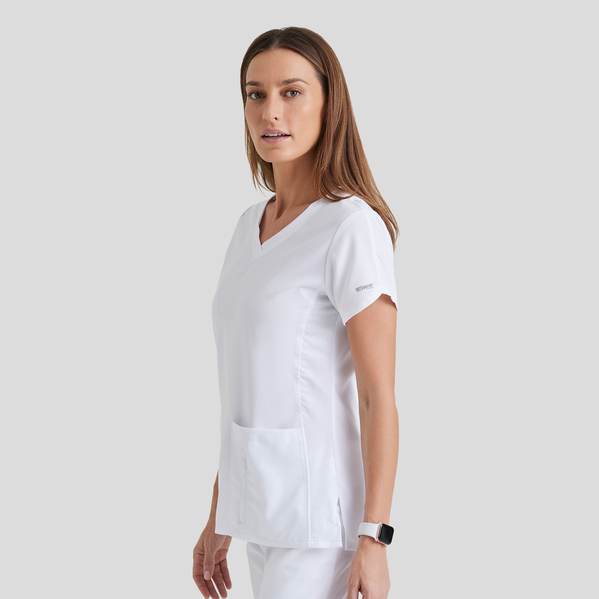 Cora 4-Pocket Scrub Top | White