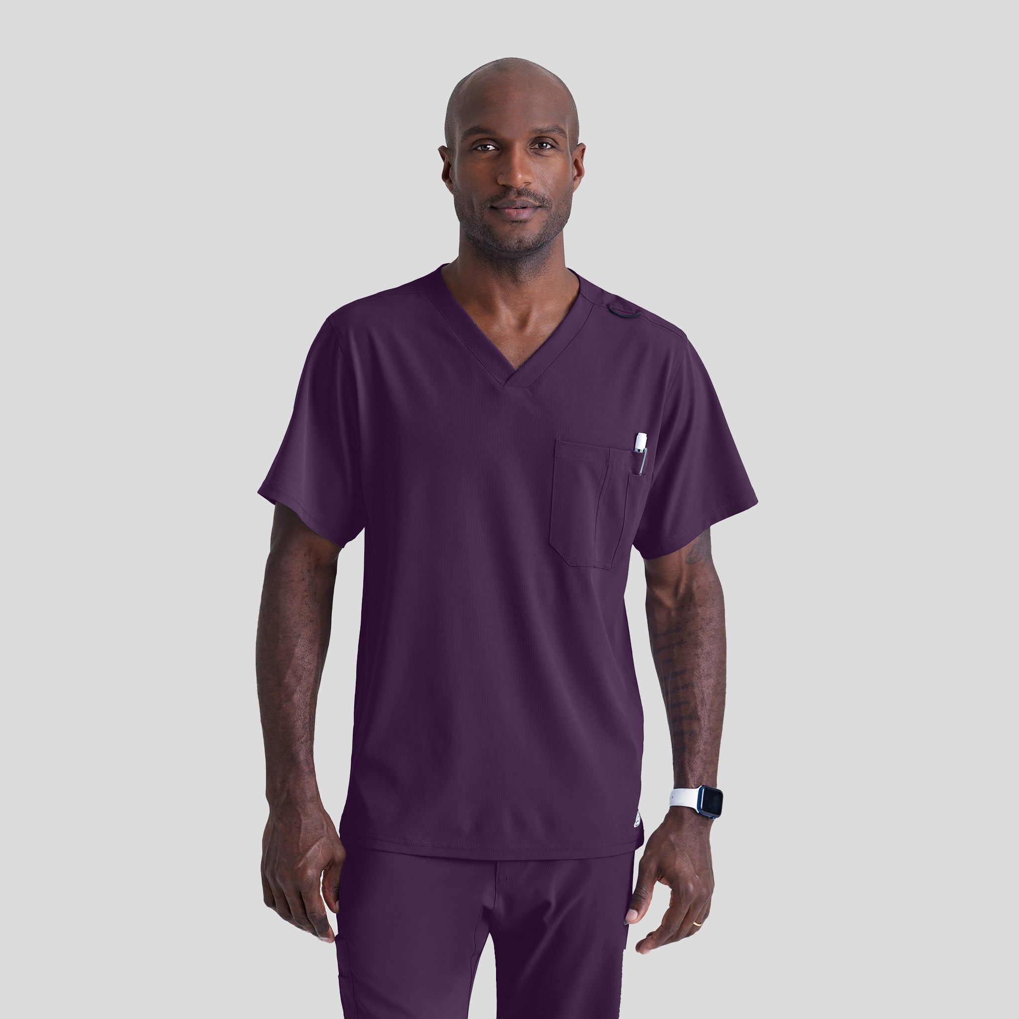 Men's Structure 1-Pocket V-Neck Scrub Top | Eggplant