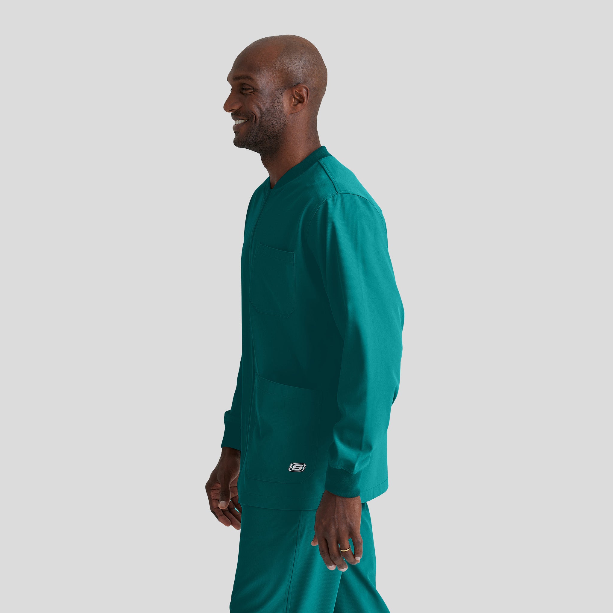 Men's Structure 3-Pocket Crewneck Warmup Scrub Jacket | Teal