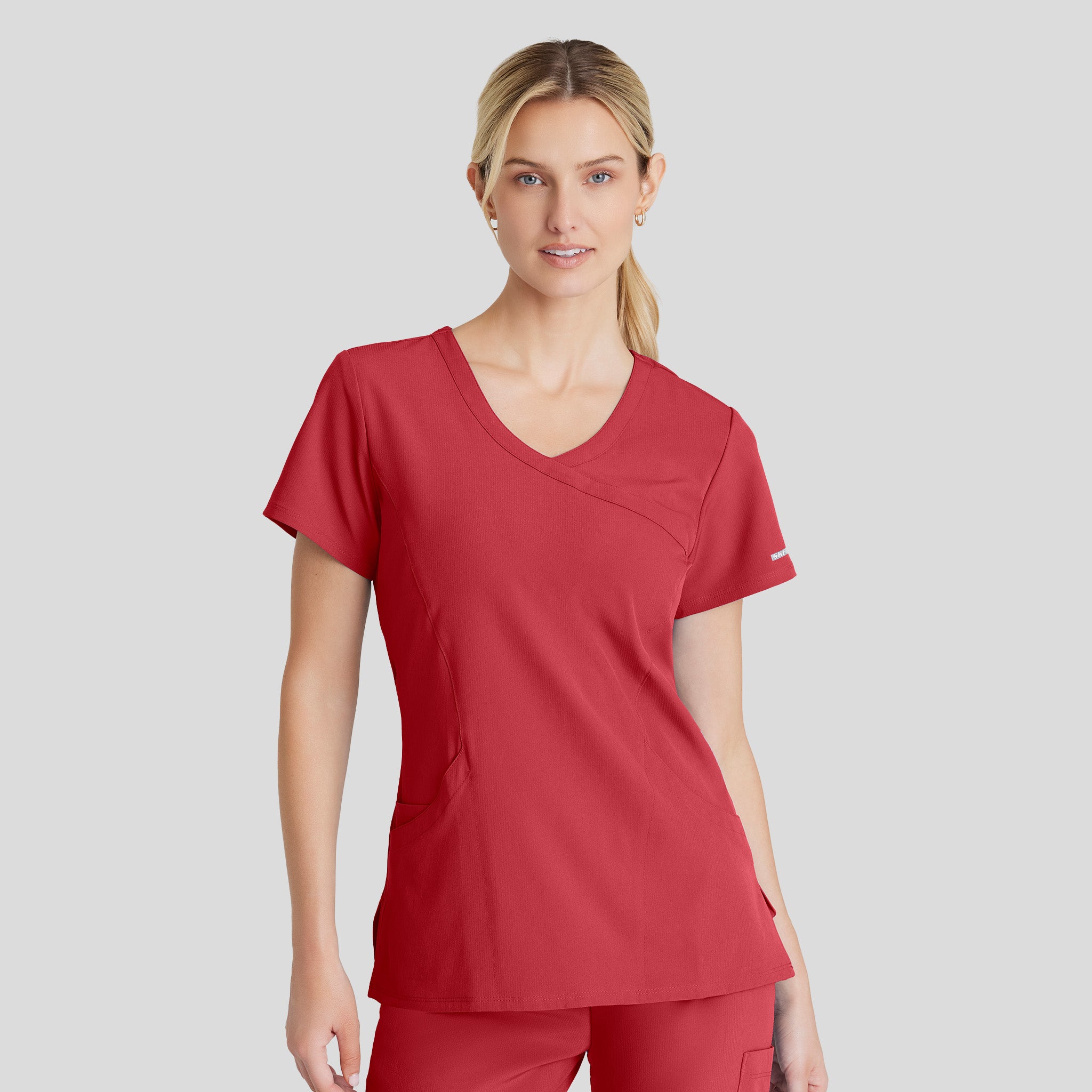 Reliance 3-Pocket Crossover V-Neck Scrub Top | Red