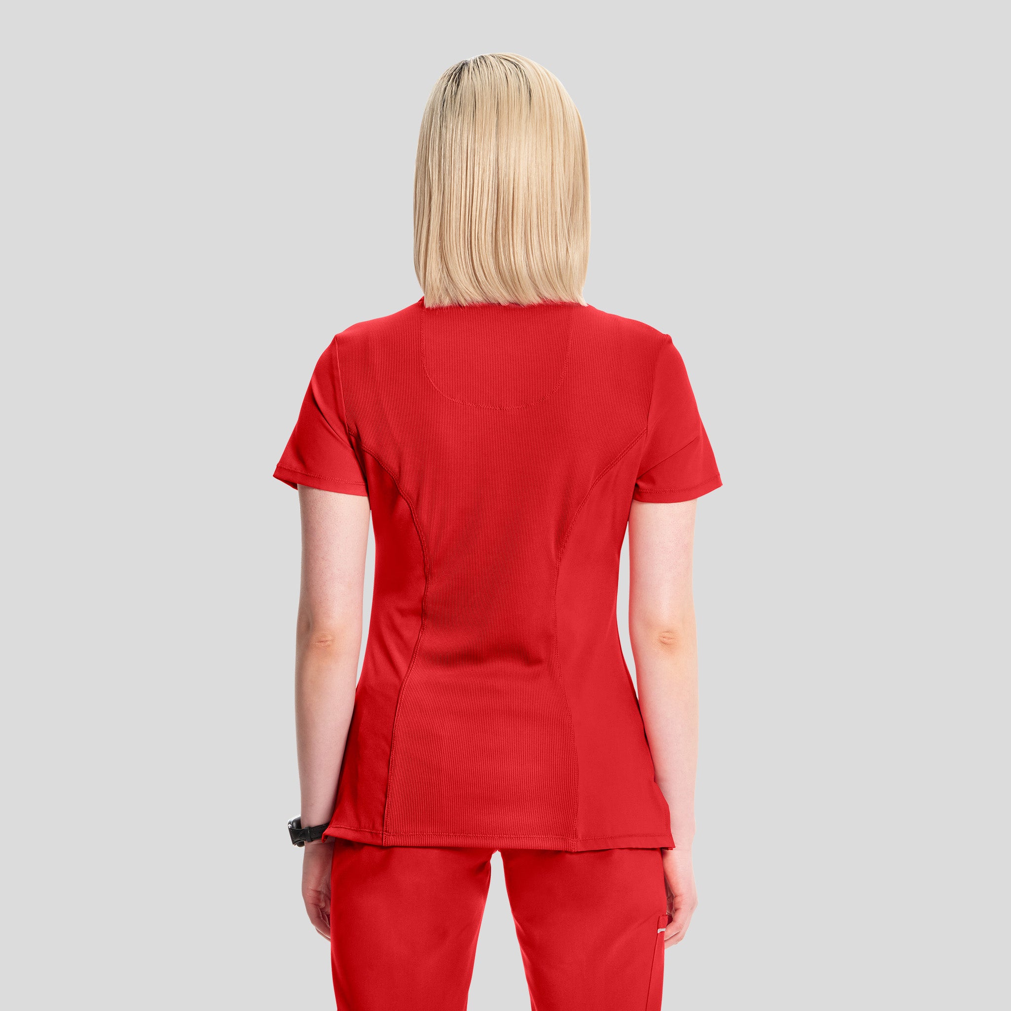 Infinity Mock Wrap Solid Scrub Top | Red