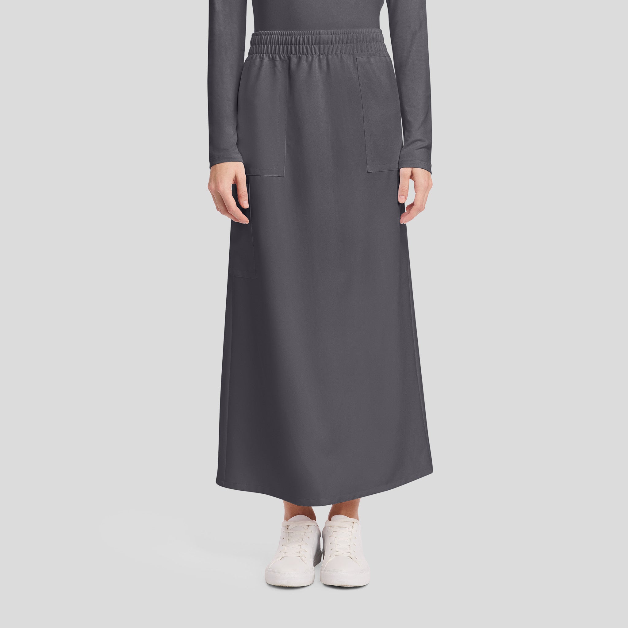 3-Pocket Maxi Scrub Skirt | Pewter