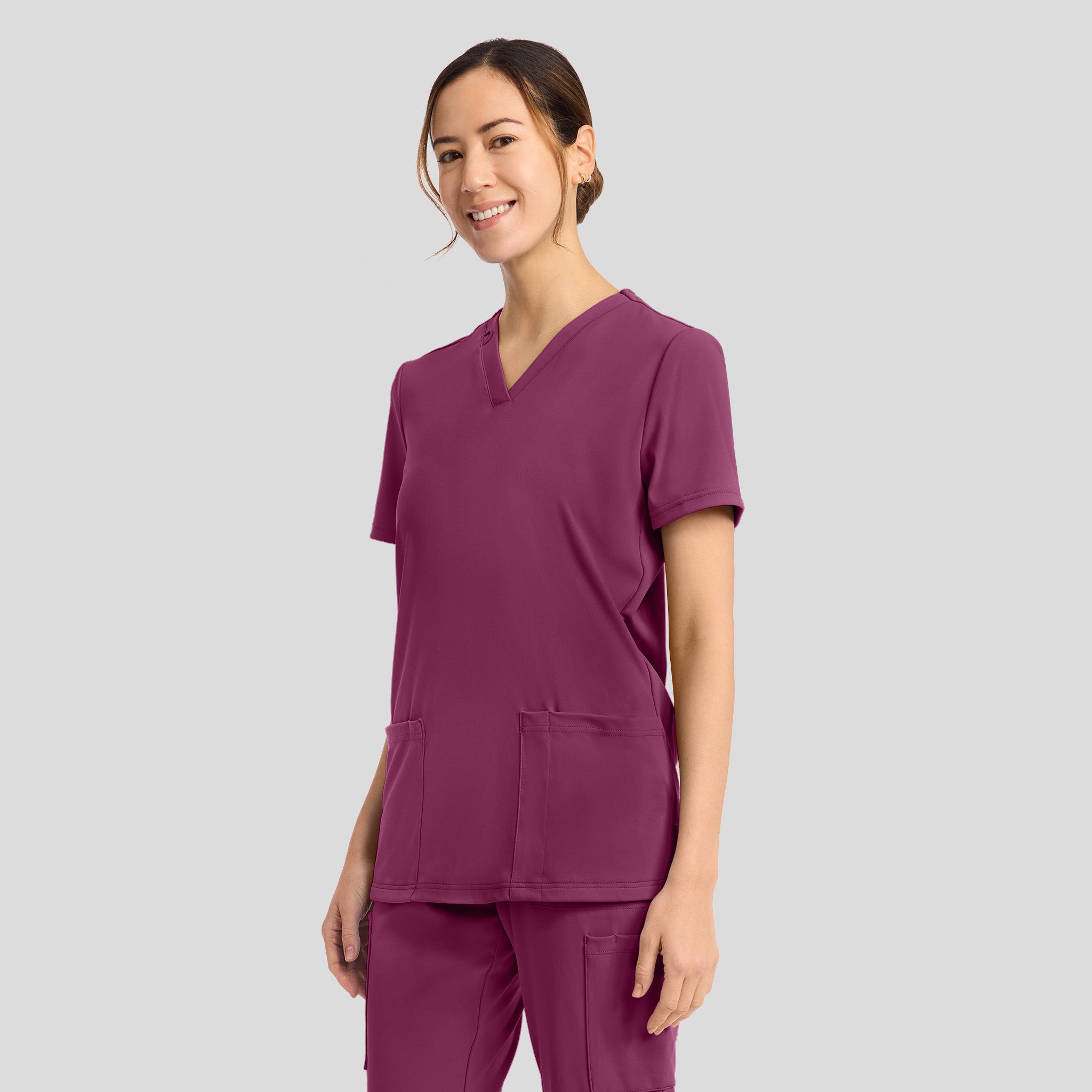Achieve 2-Pocket Scrub Top | Wine