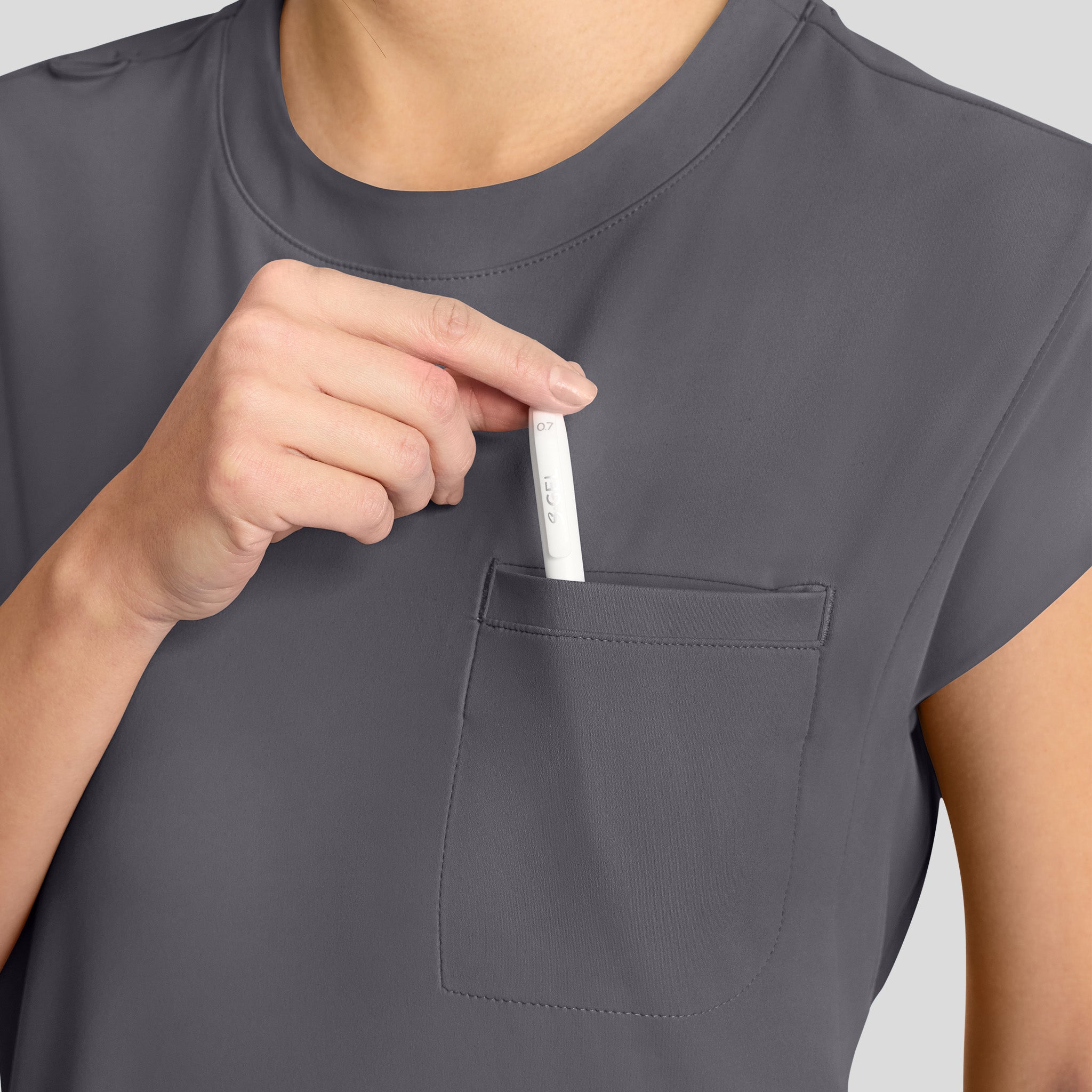 Achieve Crew Neck Scrub Top | Pewter