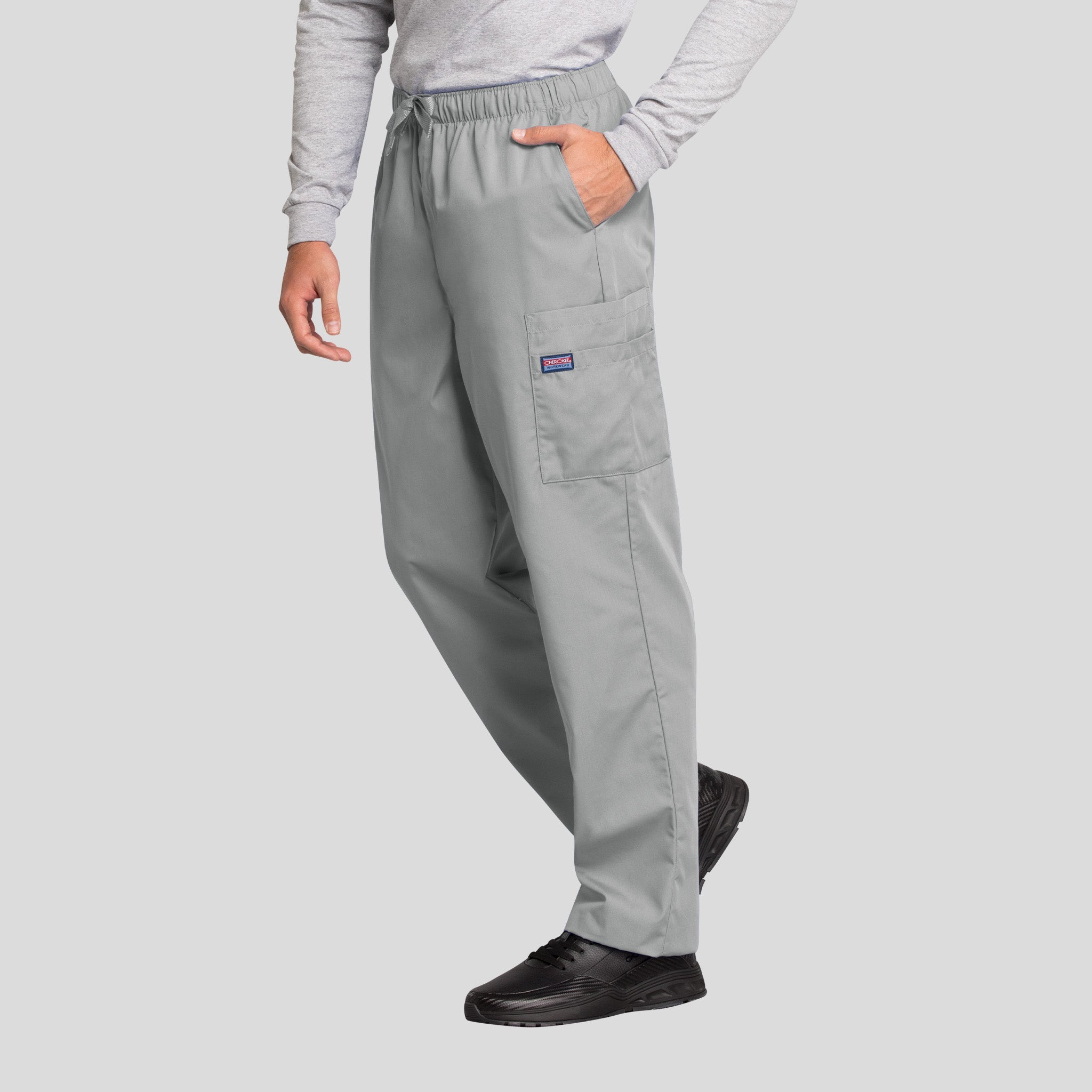 Men's Drawstring Cargo Scrub Pant | Grey