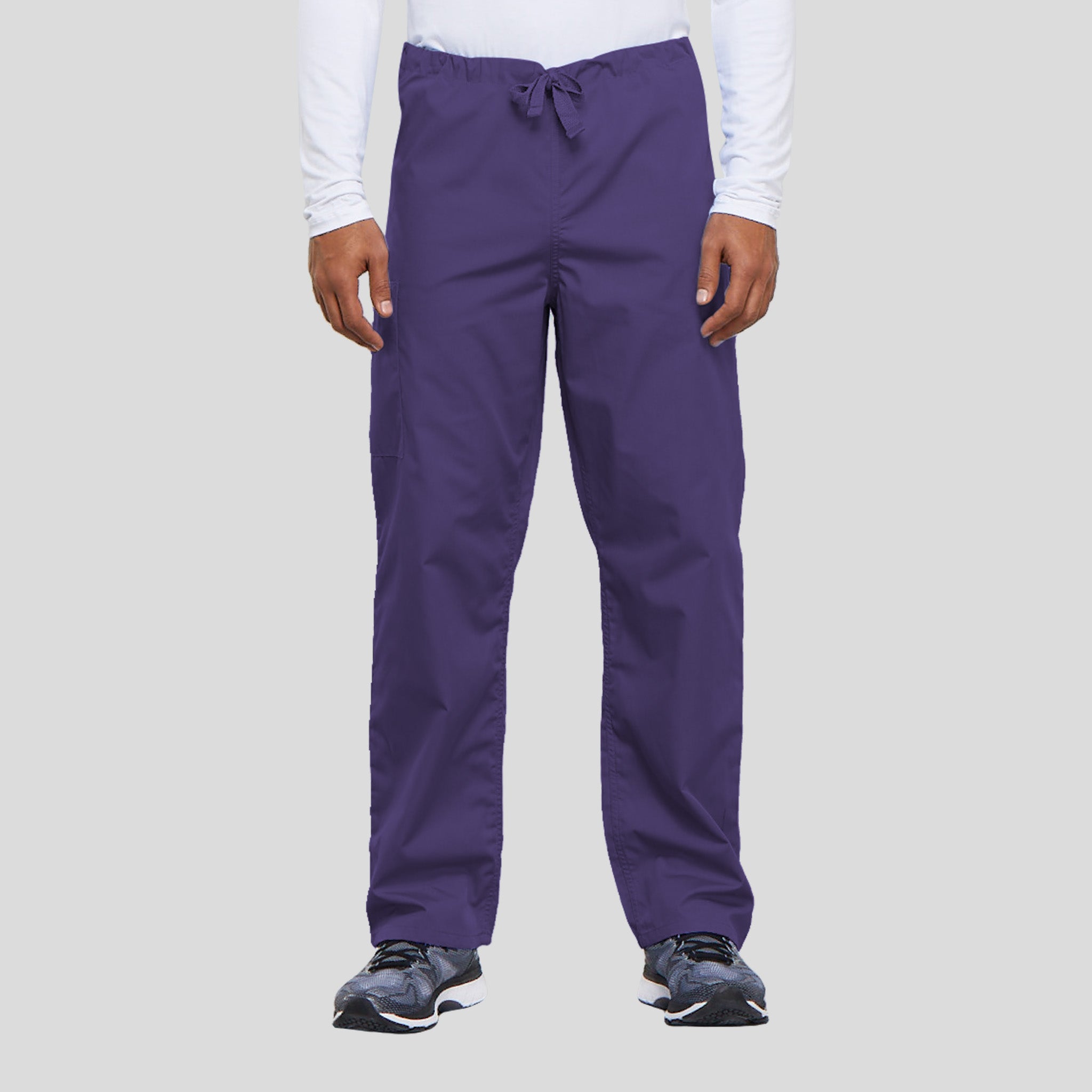 Unisex Drawstring Cargo Scrub Pant | Grape