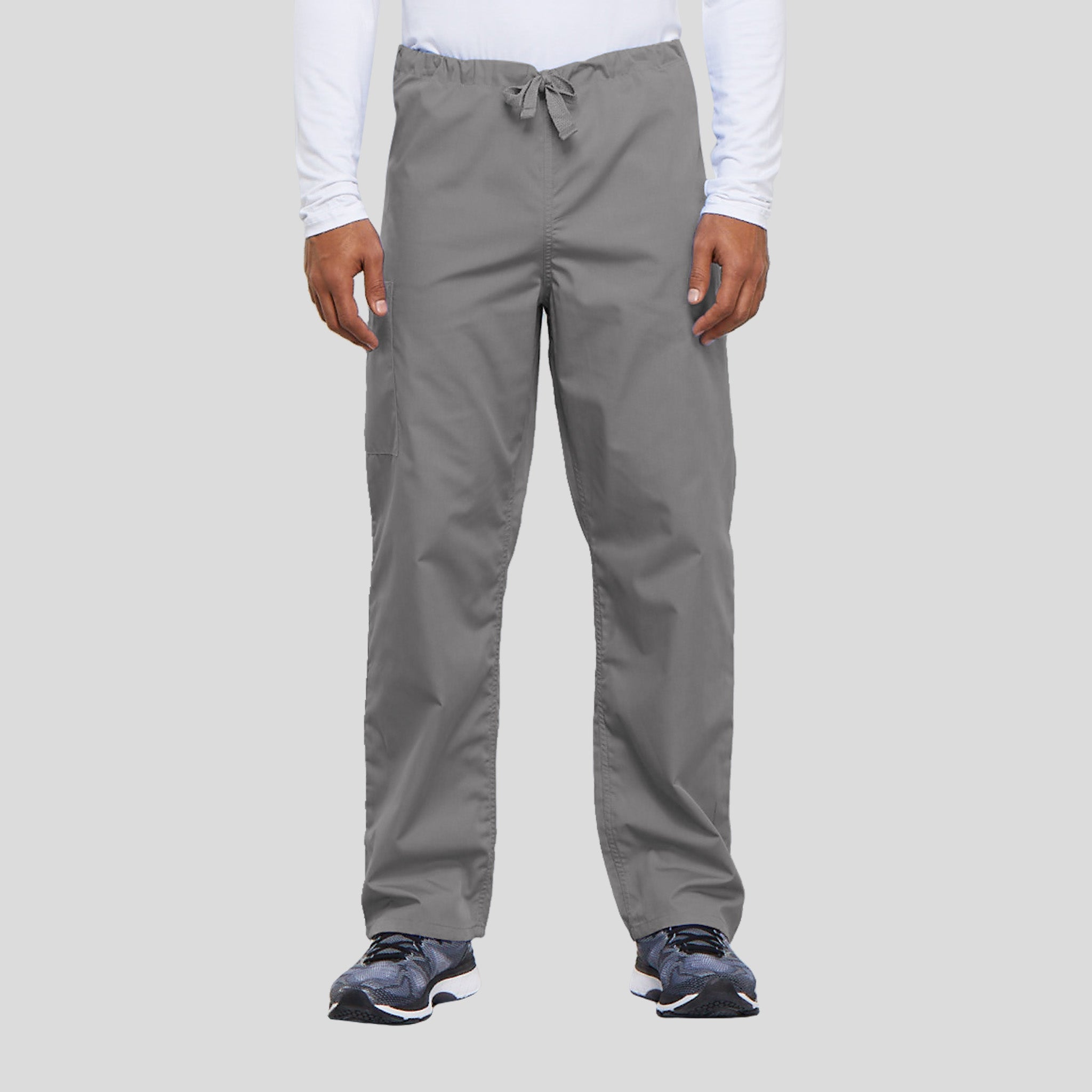 Unisex Drawstring Cargo Scrub Pant | Grey