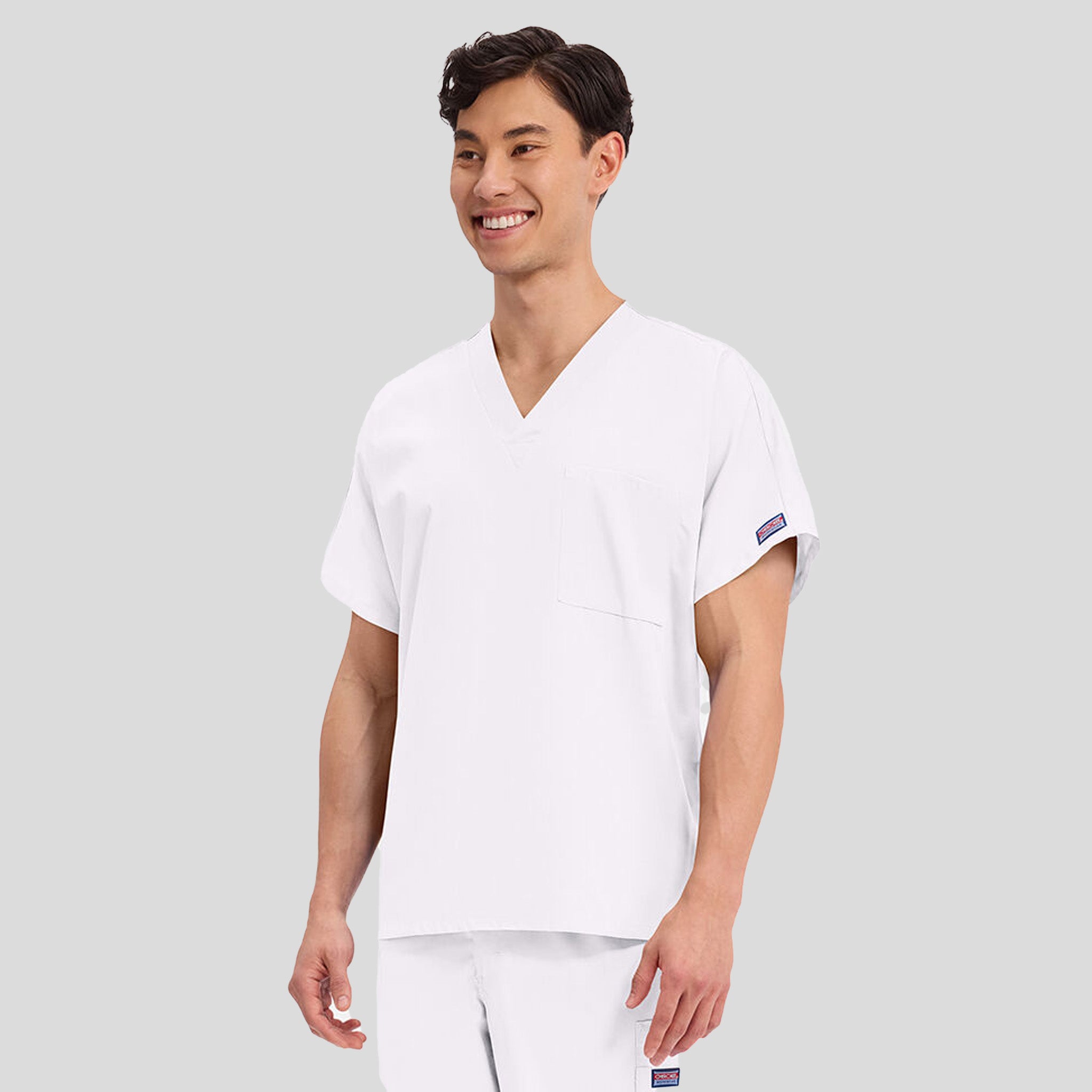 Unisex V-Neck 1 Pocket | White