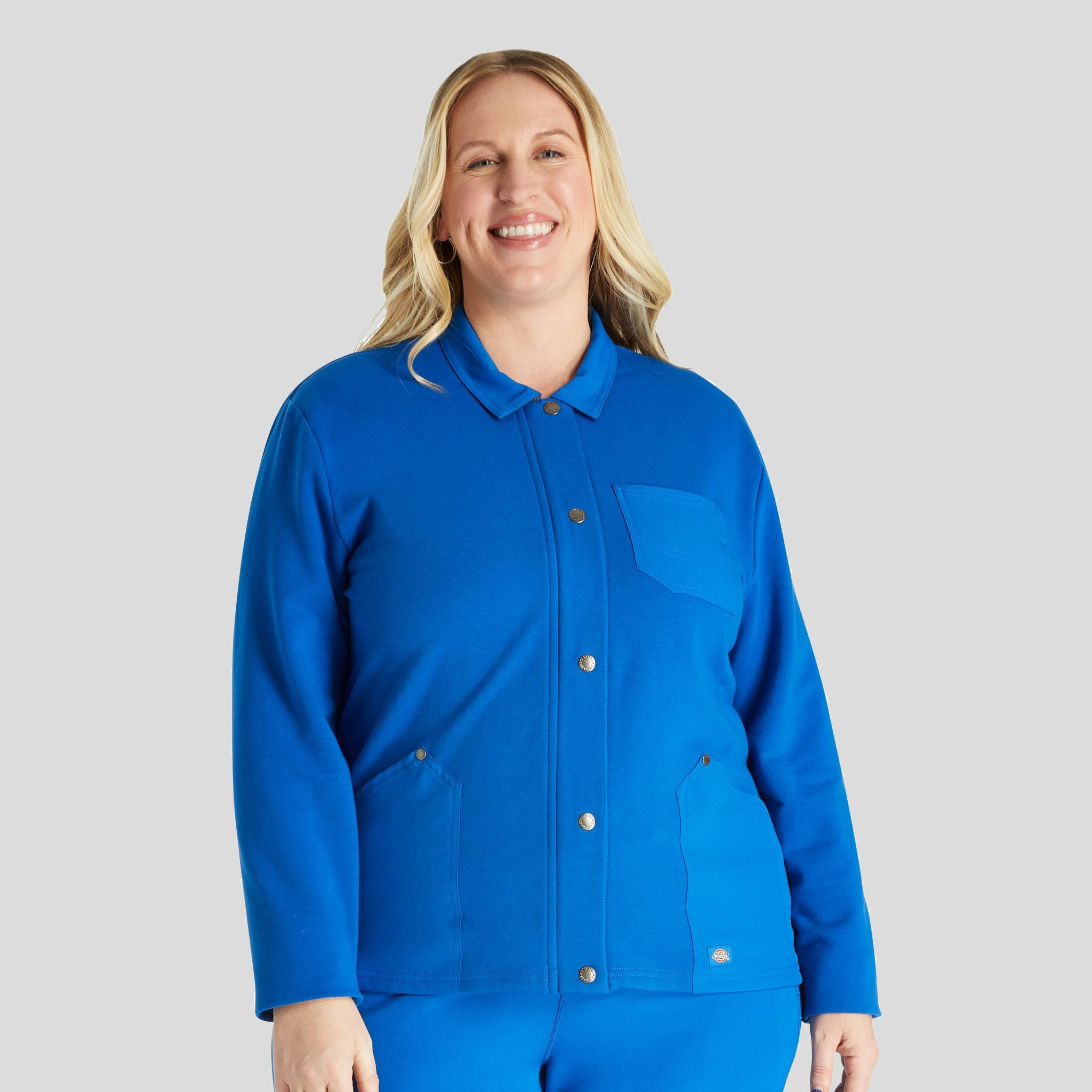Women's Zip Front Fleece Scrub Jacket | Royal