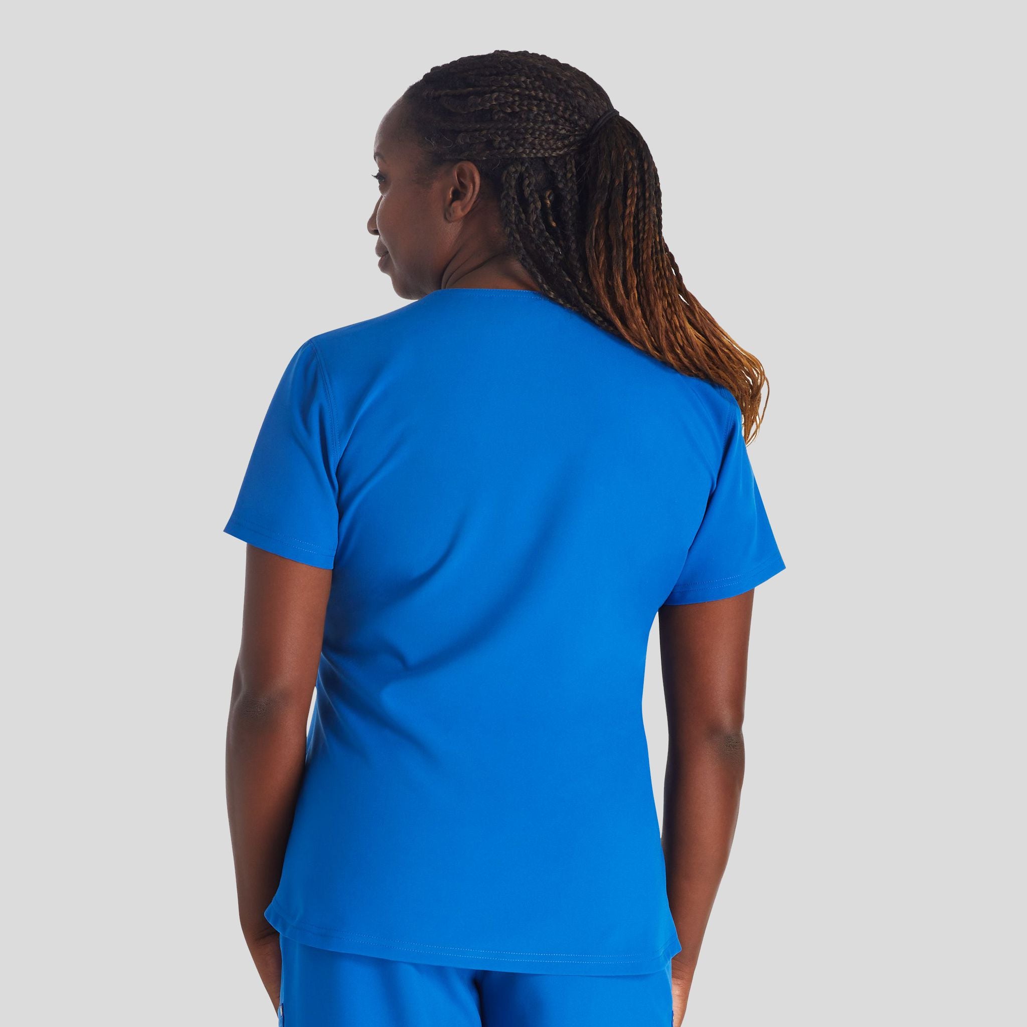 Women's Round Neck Henley Scrub Top | Royal