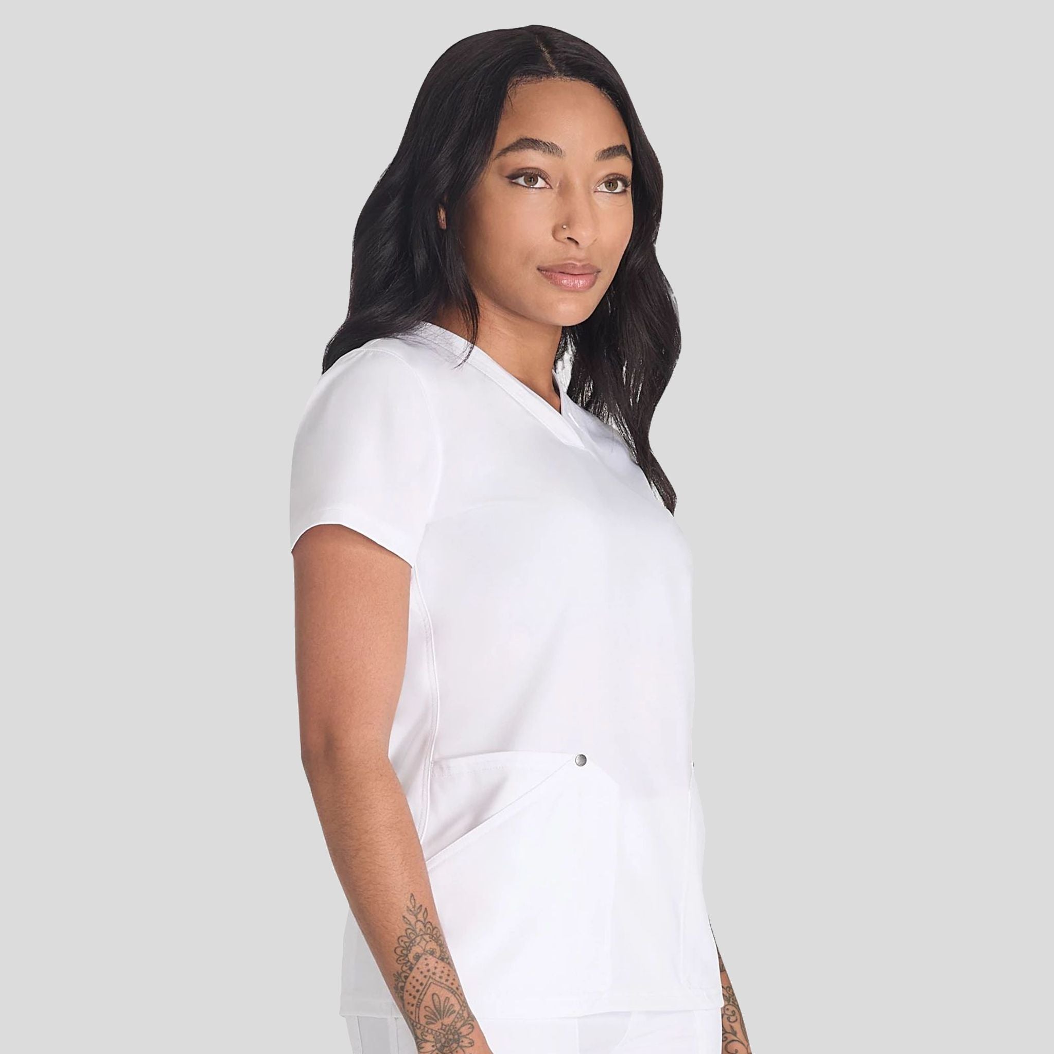 Women's V-Neck Scrub Top | White