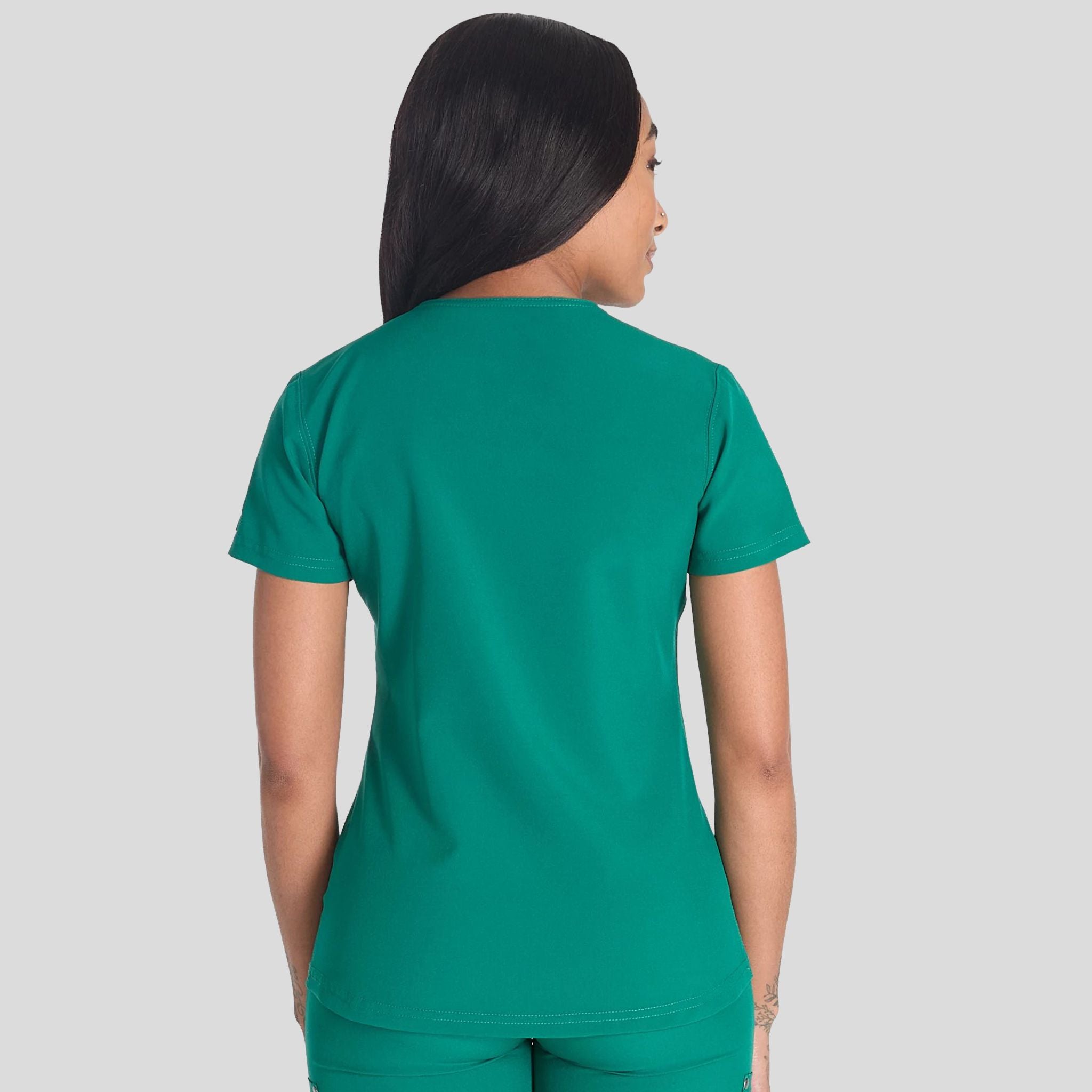 Women's Round Neck Henley Scrub Top | Hunter