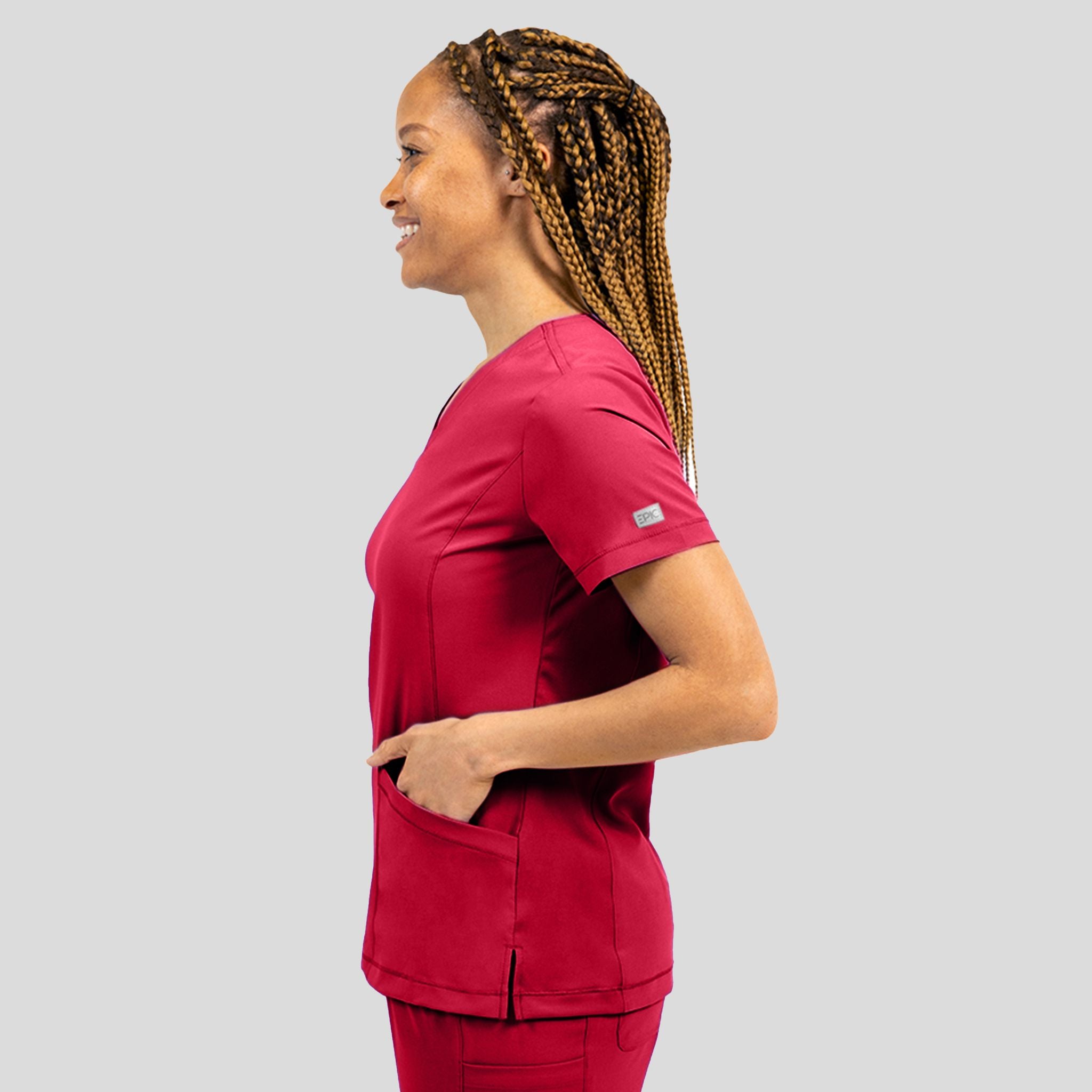 Women's V-Neck Top | Red