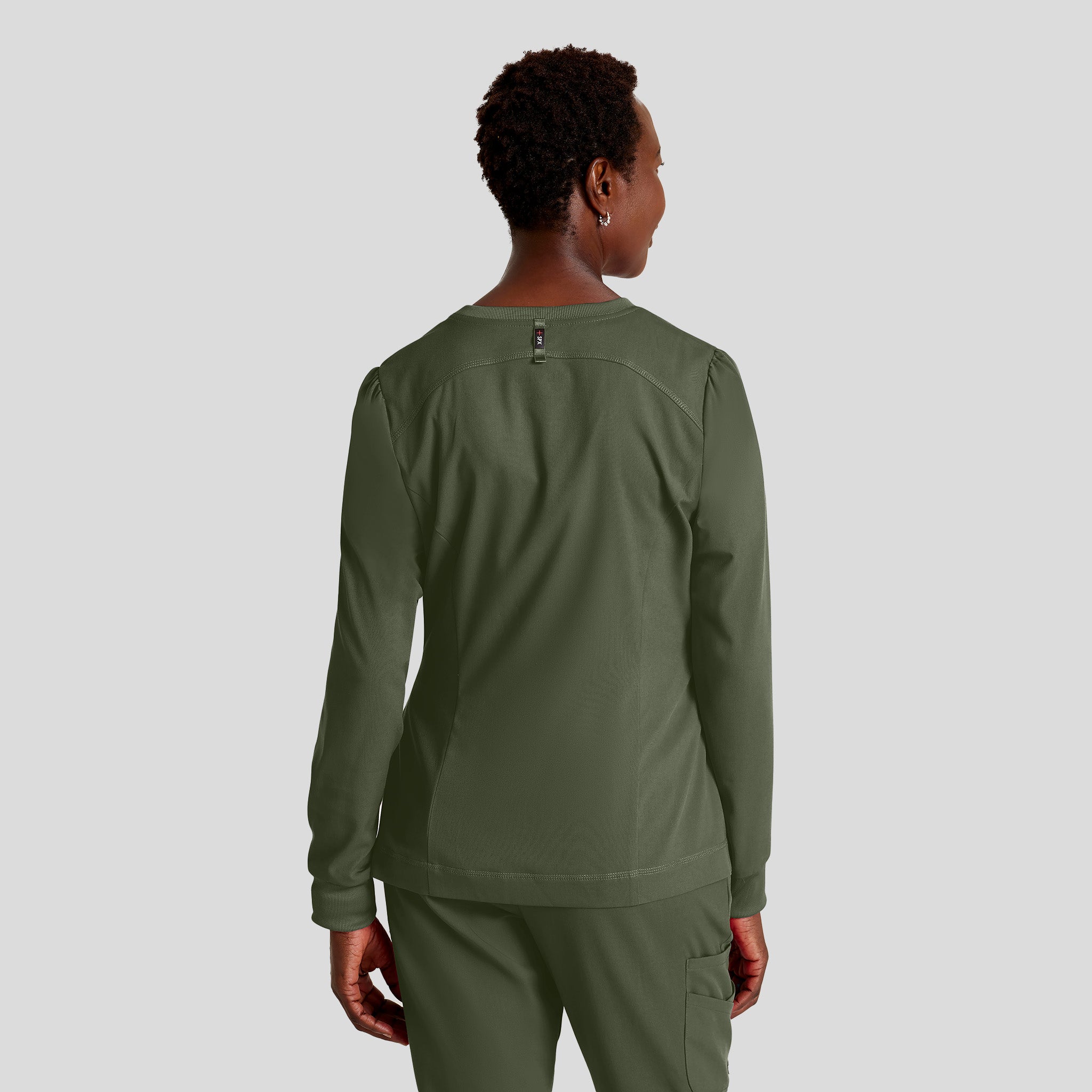 Millie 3-Pocket Crewneck Scrub Jacket | Olive