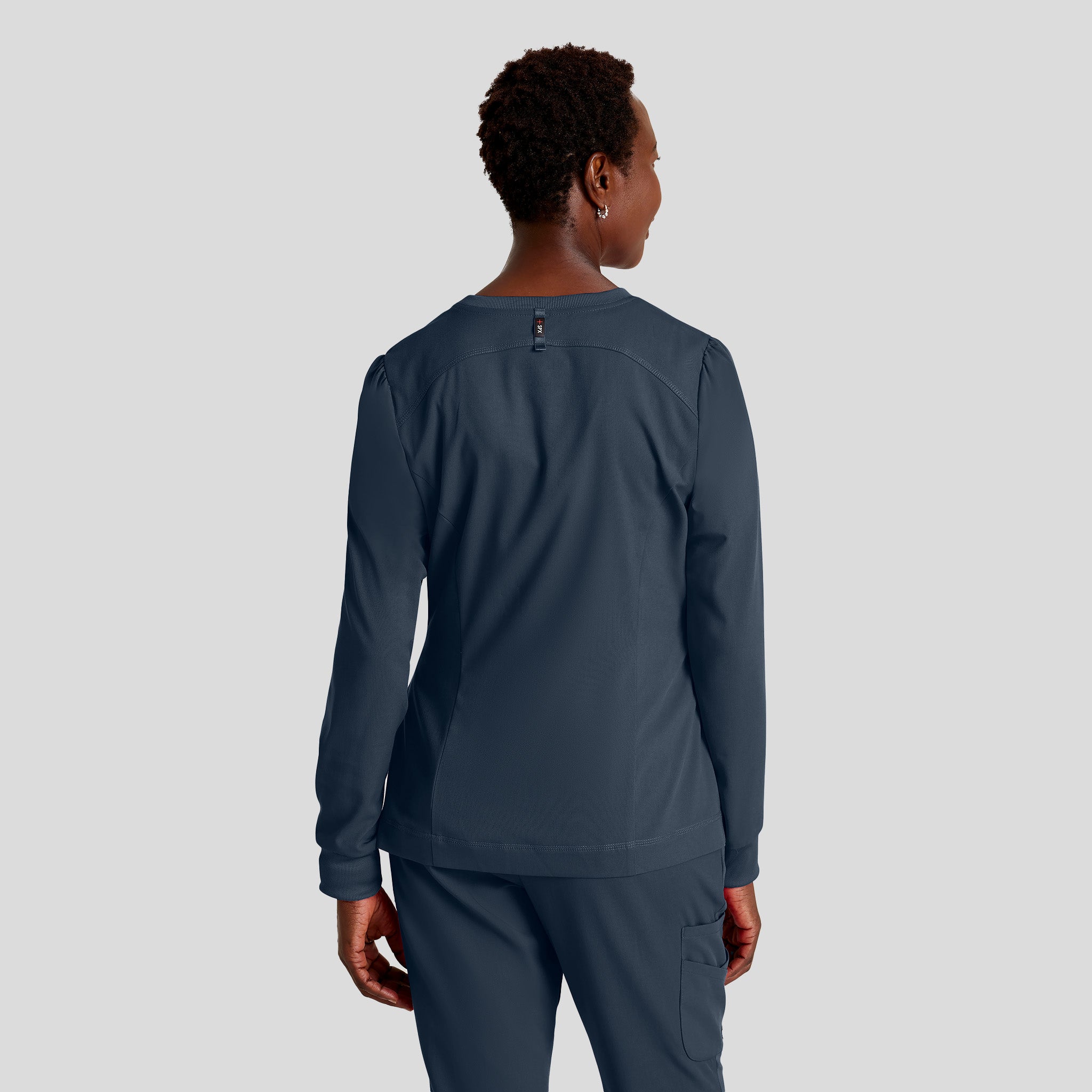 Millie 3-Pocket Crewneck Scrub Jacket | Steel