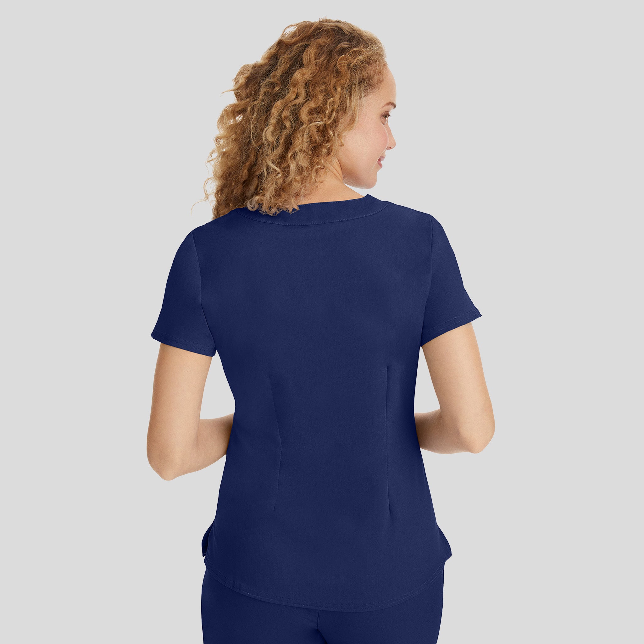 Jane Y-Neck Scrub Top | Navy