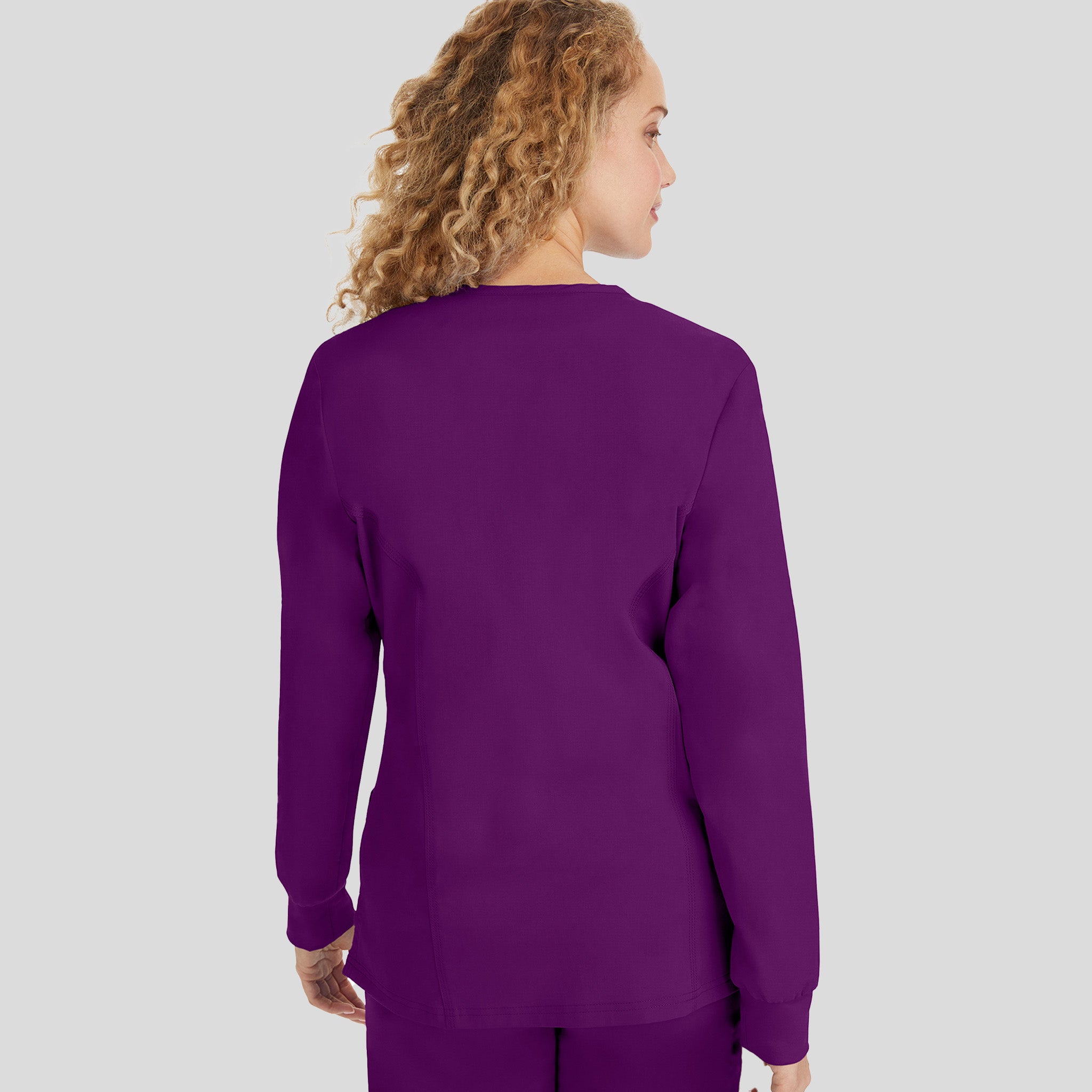 Daisy Snap Front Warm-Up Solid Scrub Jacket | Eggplant