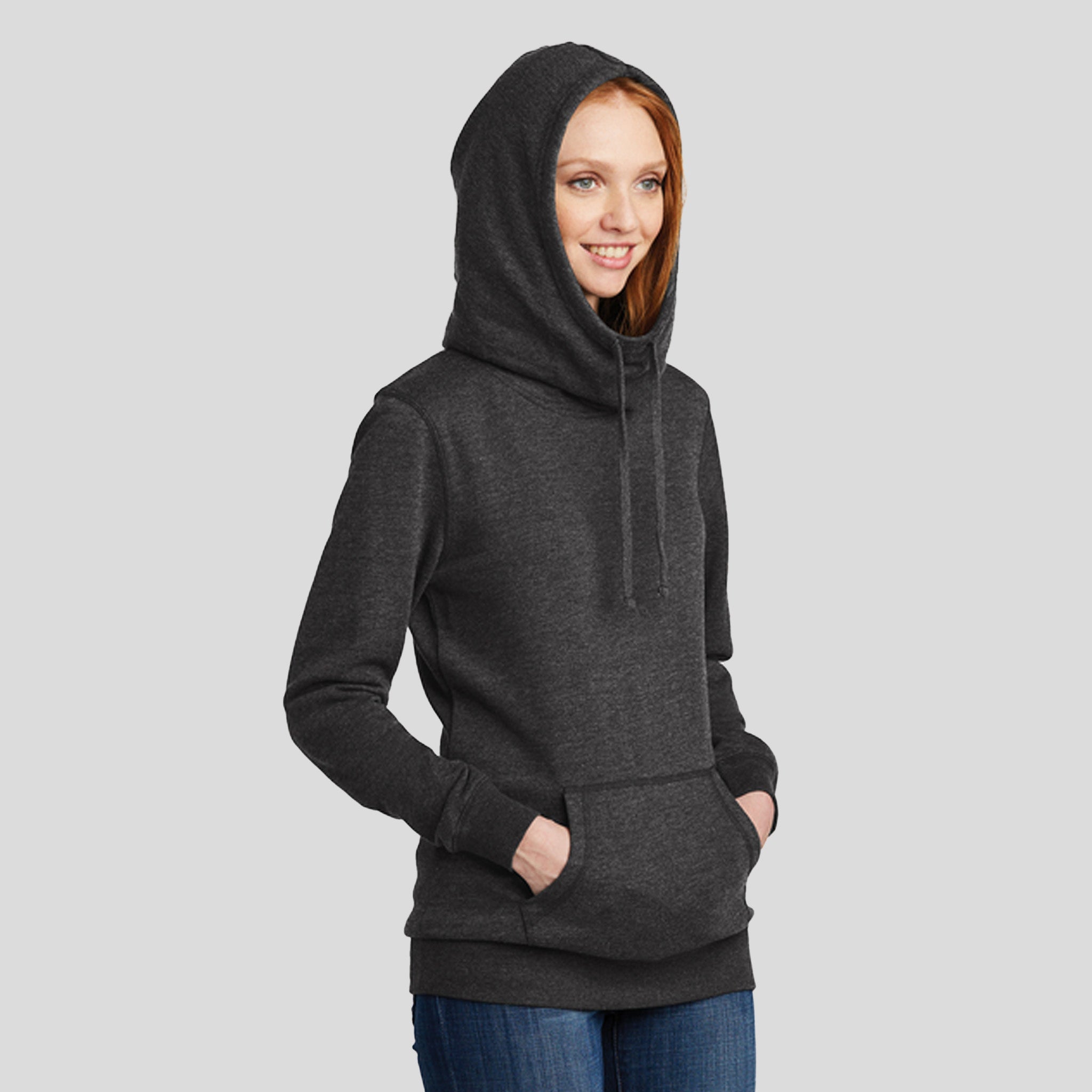 Womenβs Lightweight Fleece Hoodie | Heathered Black