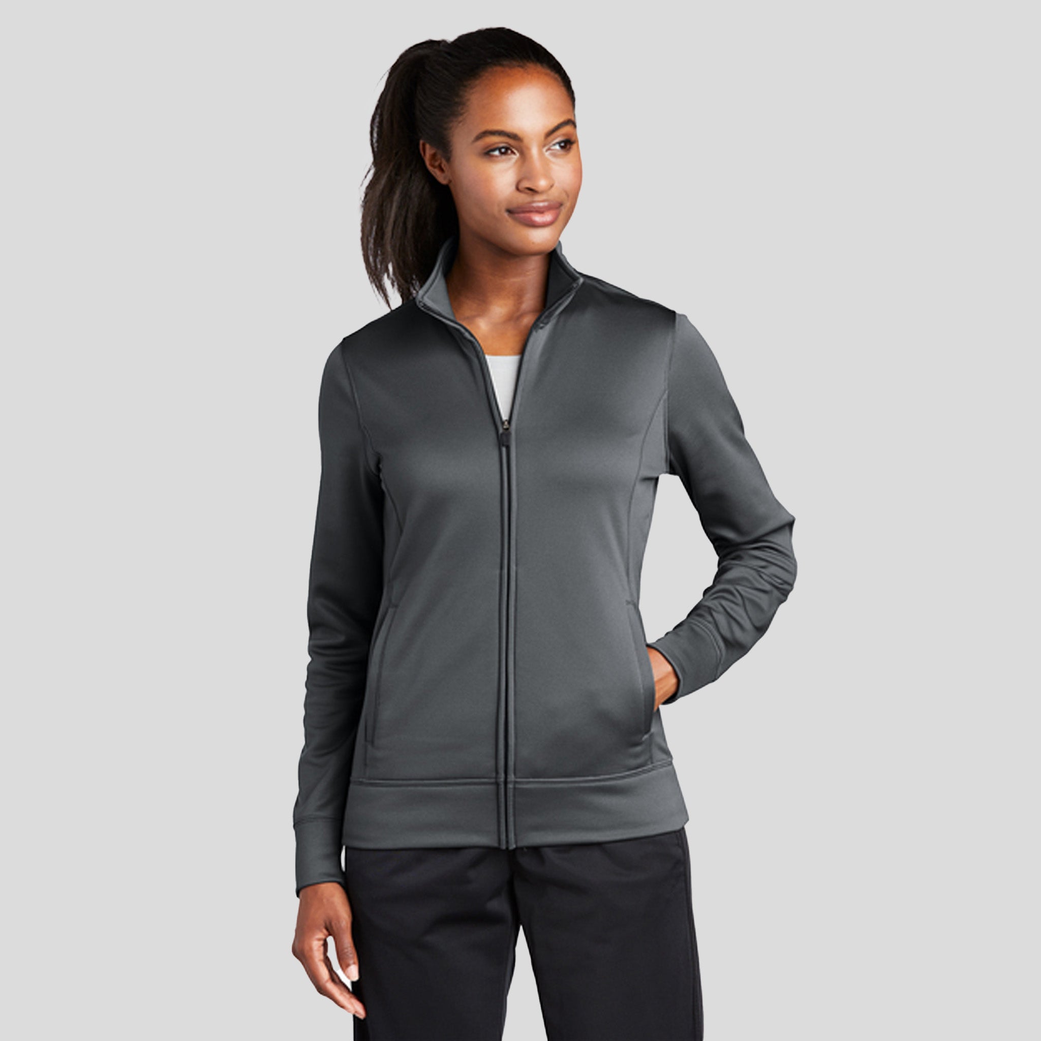 Women's Sport-Wickยฎ Fleece Full-Zip Jacket | Dark Smoke Grey