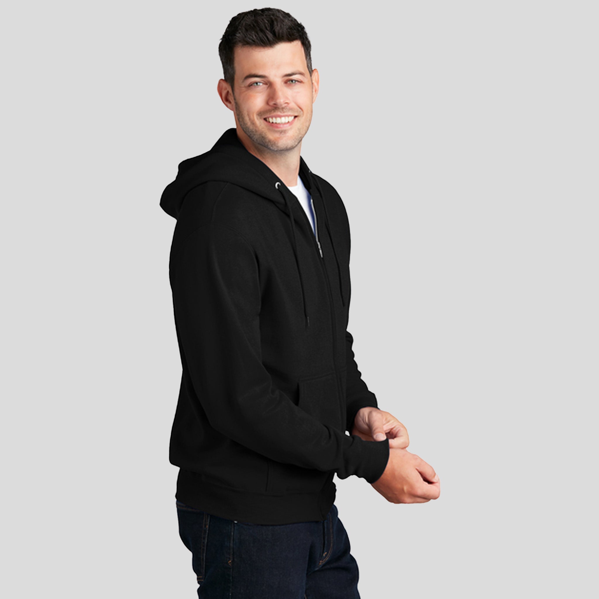 Core Fleece Full-Zip Hooded Sweatshirt | Jet Black