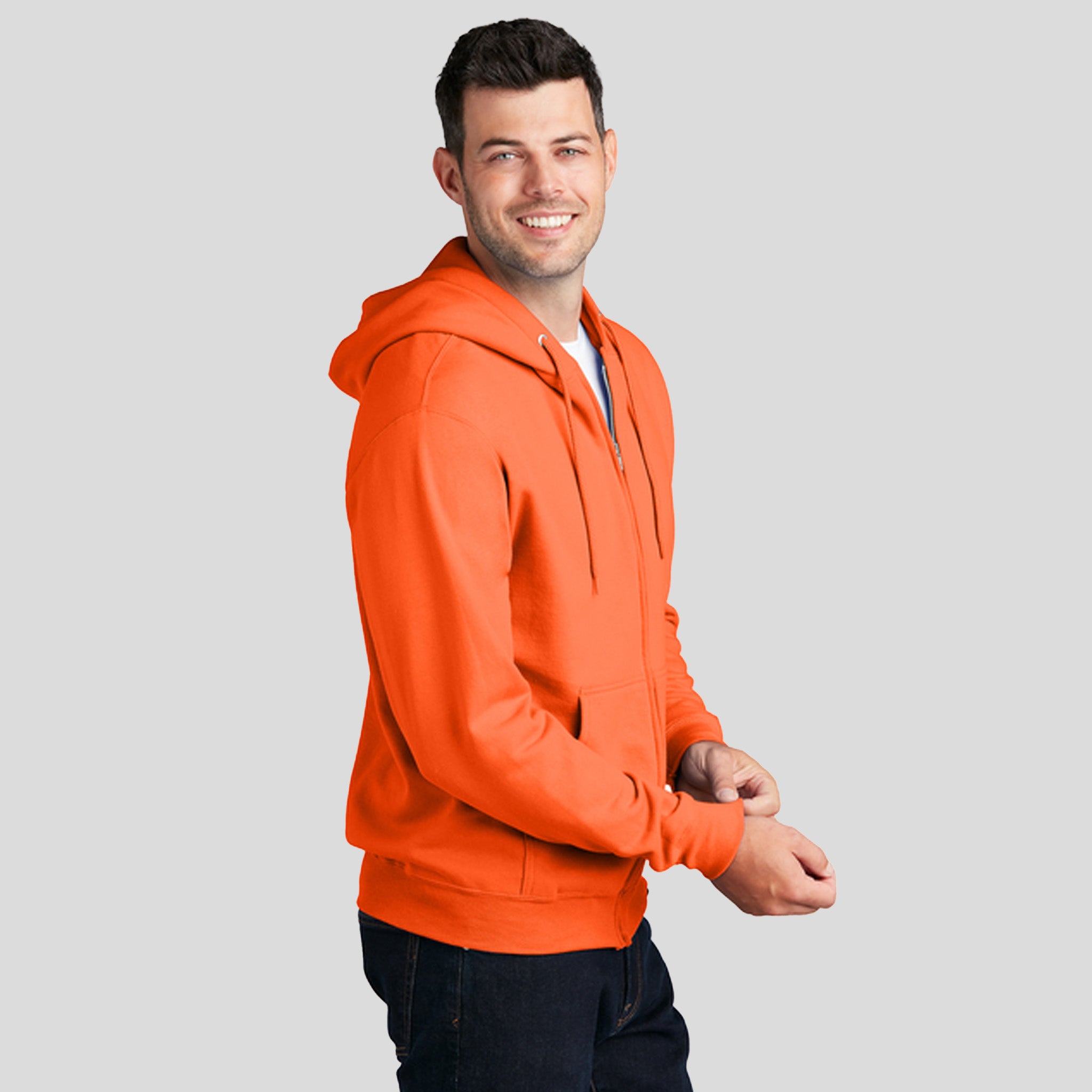Core Fleece Full-Zip Hooded Sweatshirt | Neon Orange
