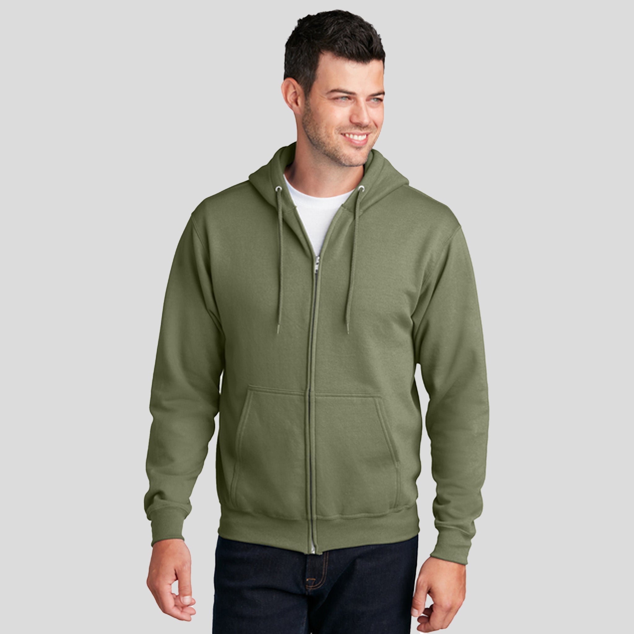 Core Fleece Full-Zip Hooded Sweatshirt | Olive Drab Green