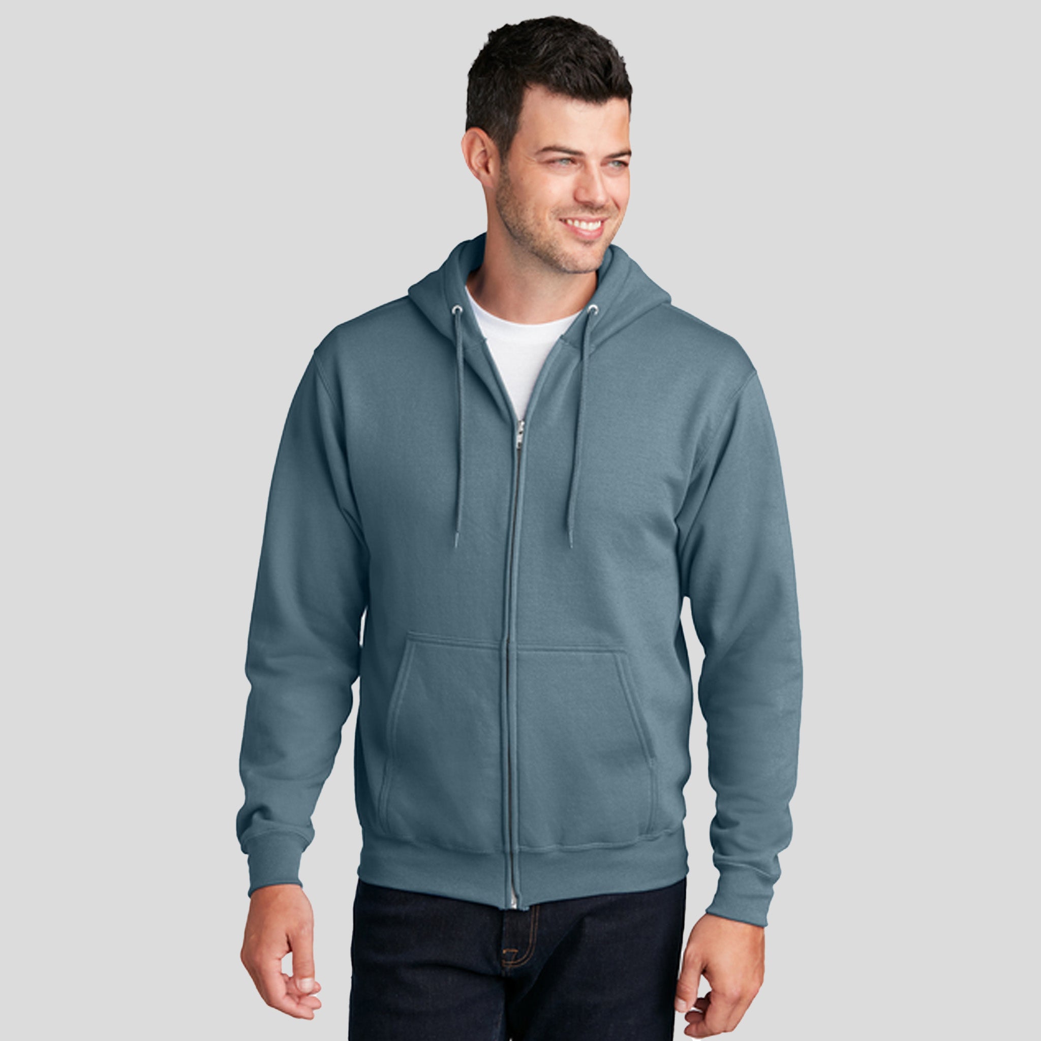 Core Fleece Full-Zip Hooded Sweatshirt | Steel Blue