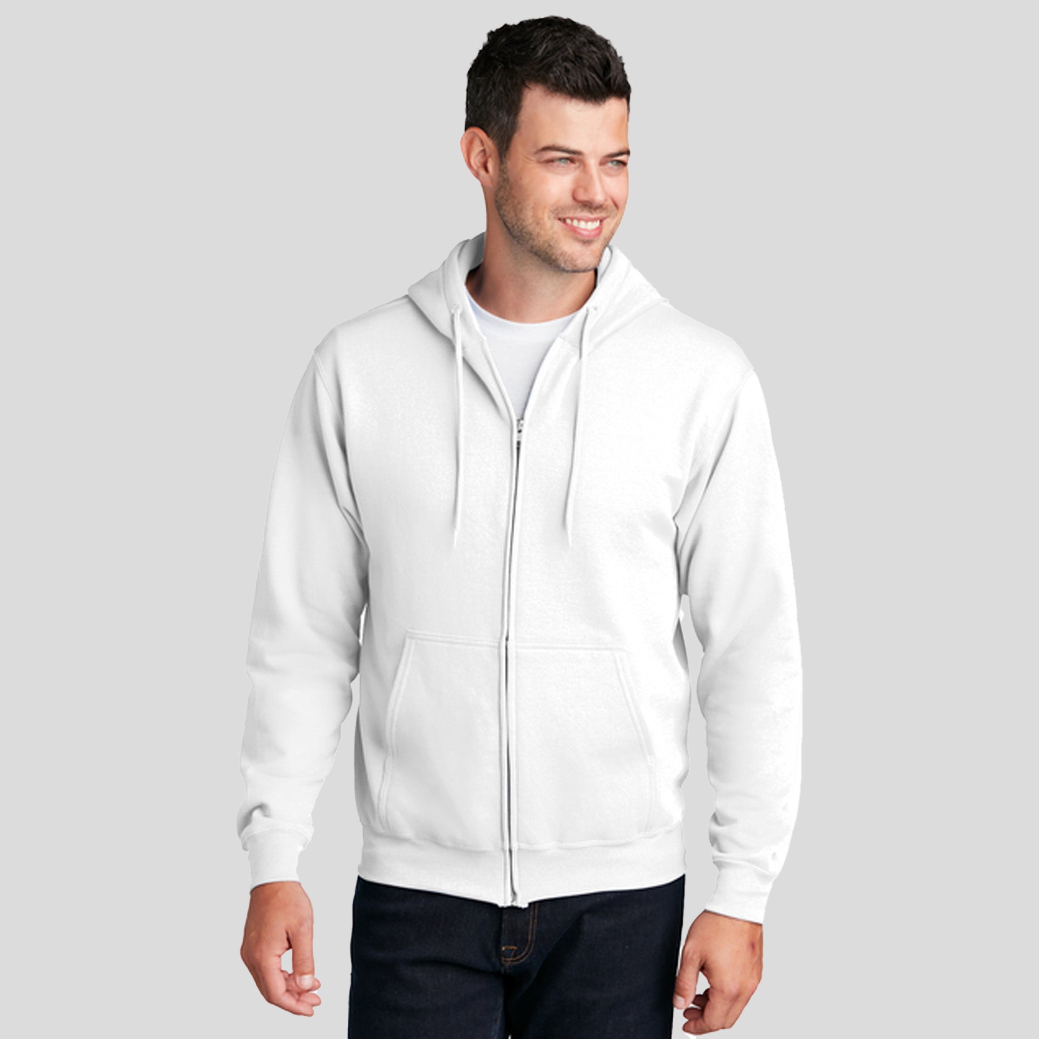 Core Fleece Full-Zip Hooded Sweatshirt | White