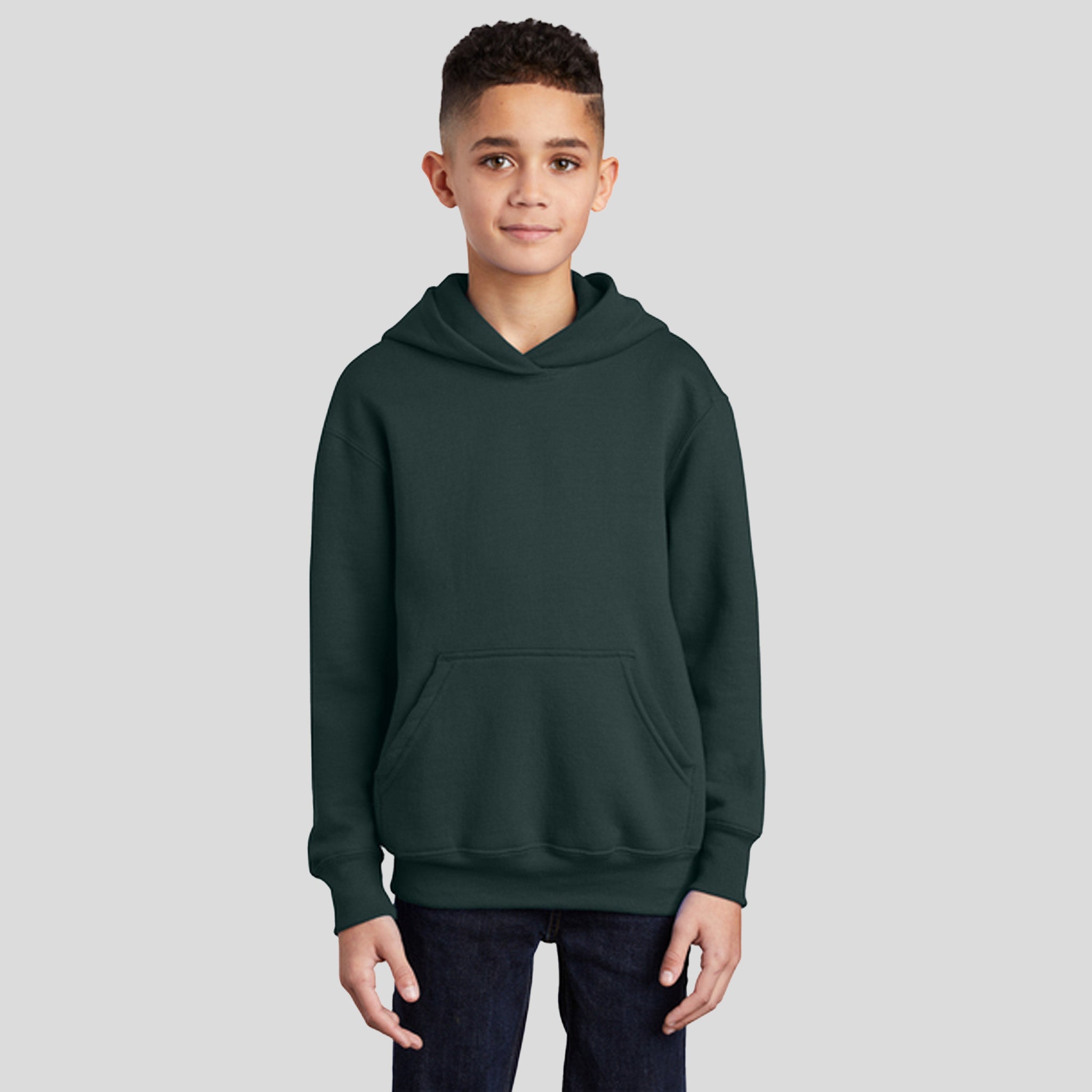 Youth Core Fleece Pullover Hooded Sweatshirt | Dark Green