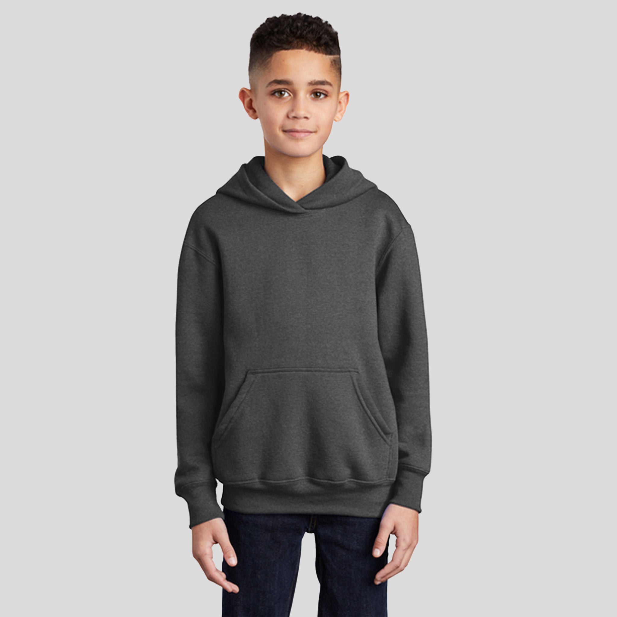 Youth Core Fleece Pullover Hooded Sweatshirt | Dark Heather Grey