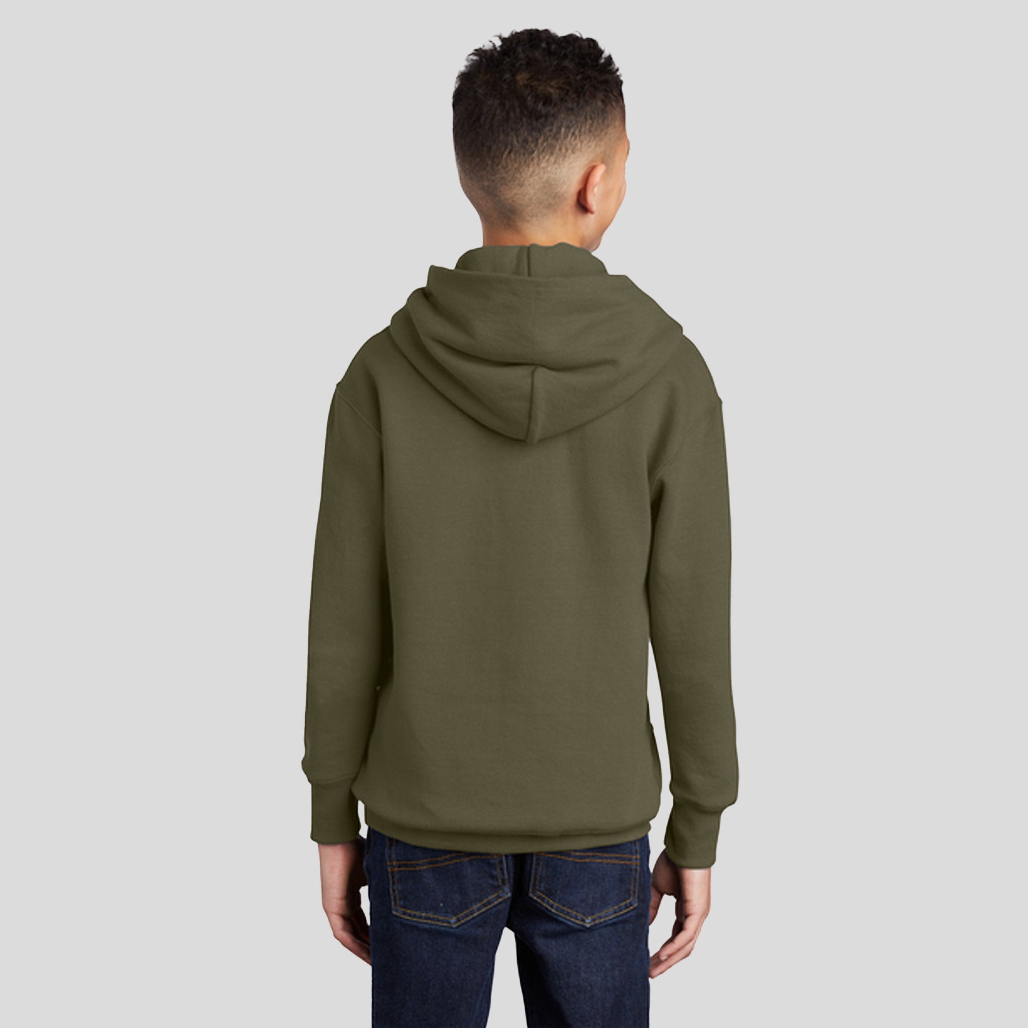 Youth Core Fleece Pullover Hooded Sweatshirt | Olive Drab Green