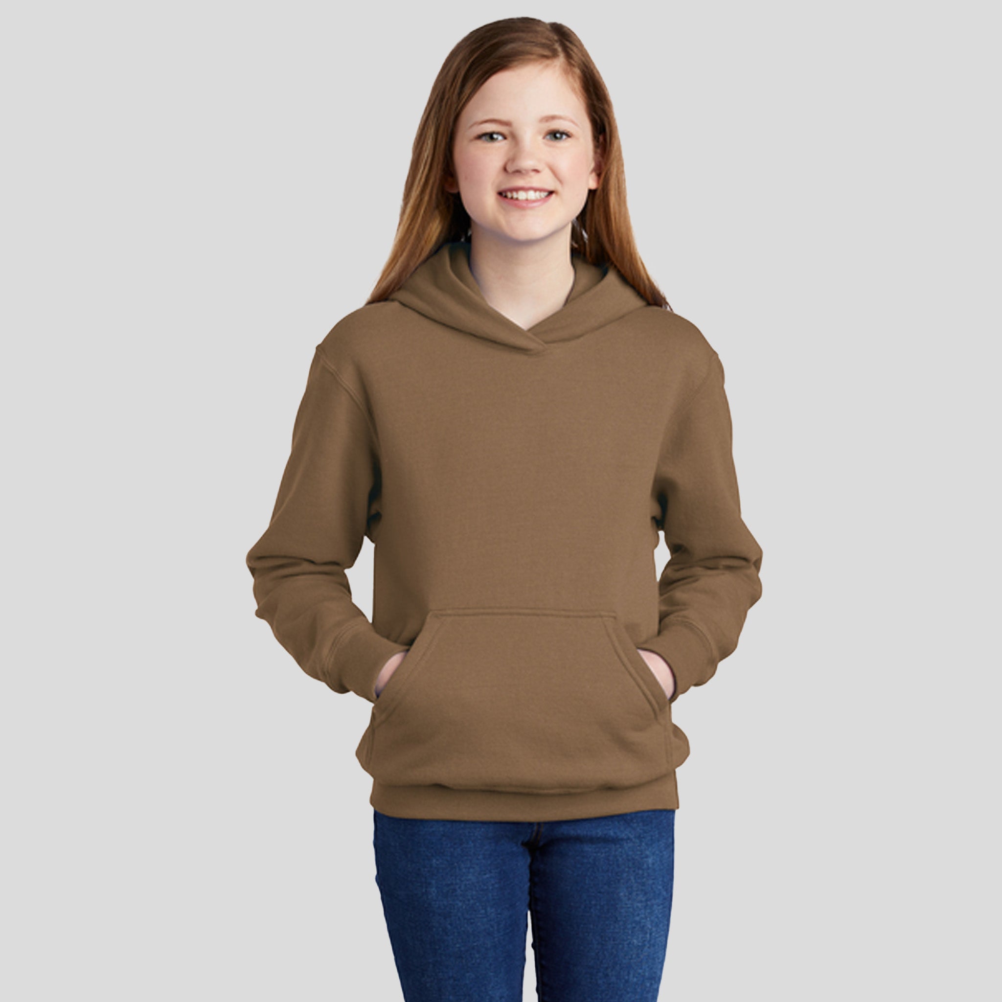 Youth Core Fleece Pullover Hooded Sweatshirt | Woodland Brown