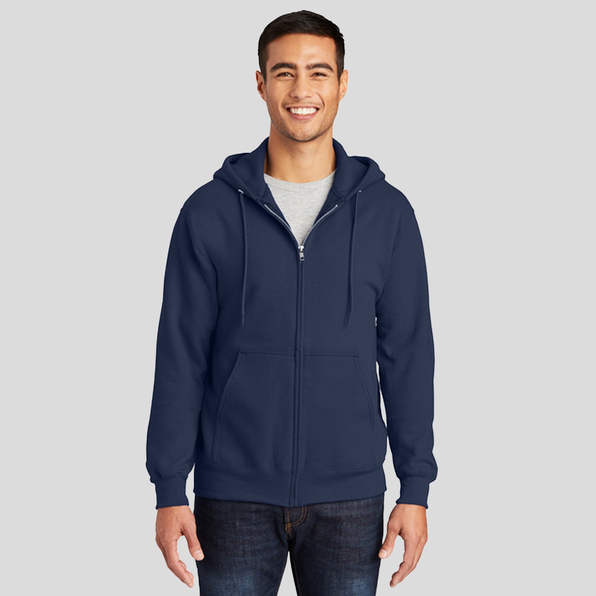 Tall Essential Fleece Full-Zip Hooded Sweatshirt | Navy