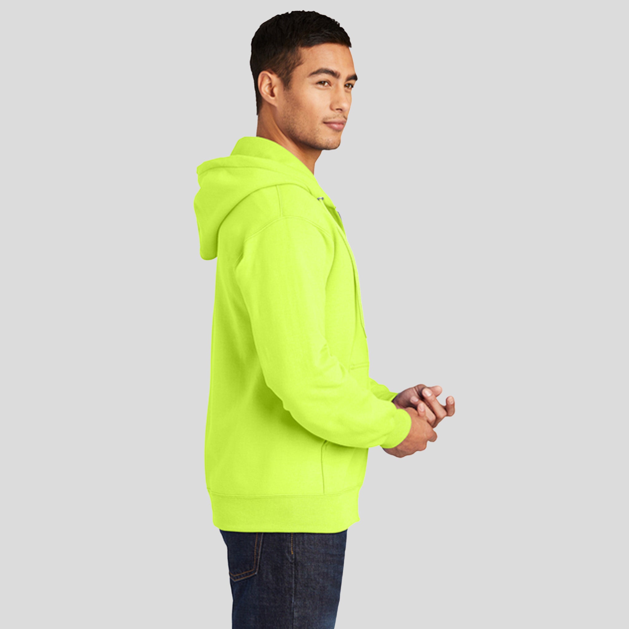 Tall Essential Fleece Full-Zip Hooded Sweatshirt | Safety Green
