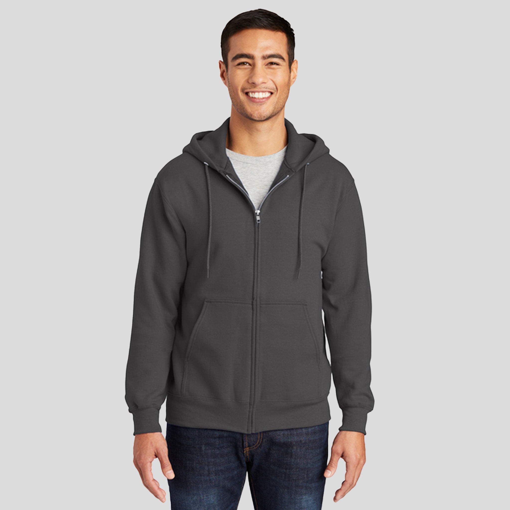 Essential Fleece Full-Zip Hooded Sweatshirt | Charcoal