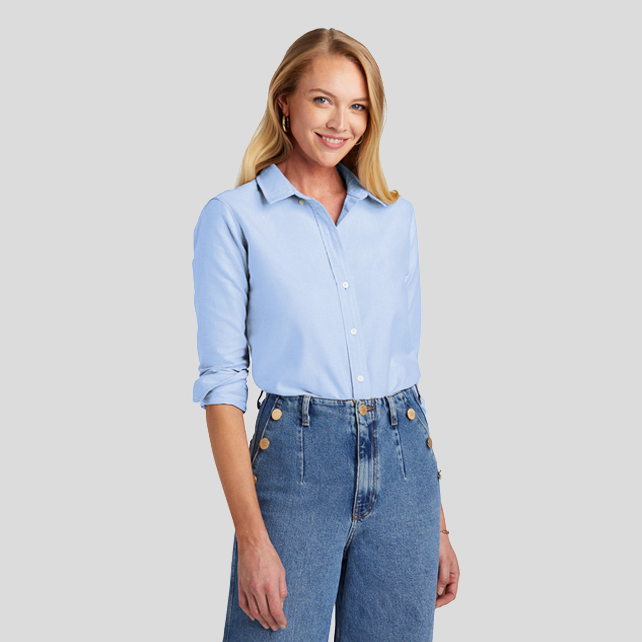 Womenβs Casual Oxford Cloth Shirt | Newport Blue