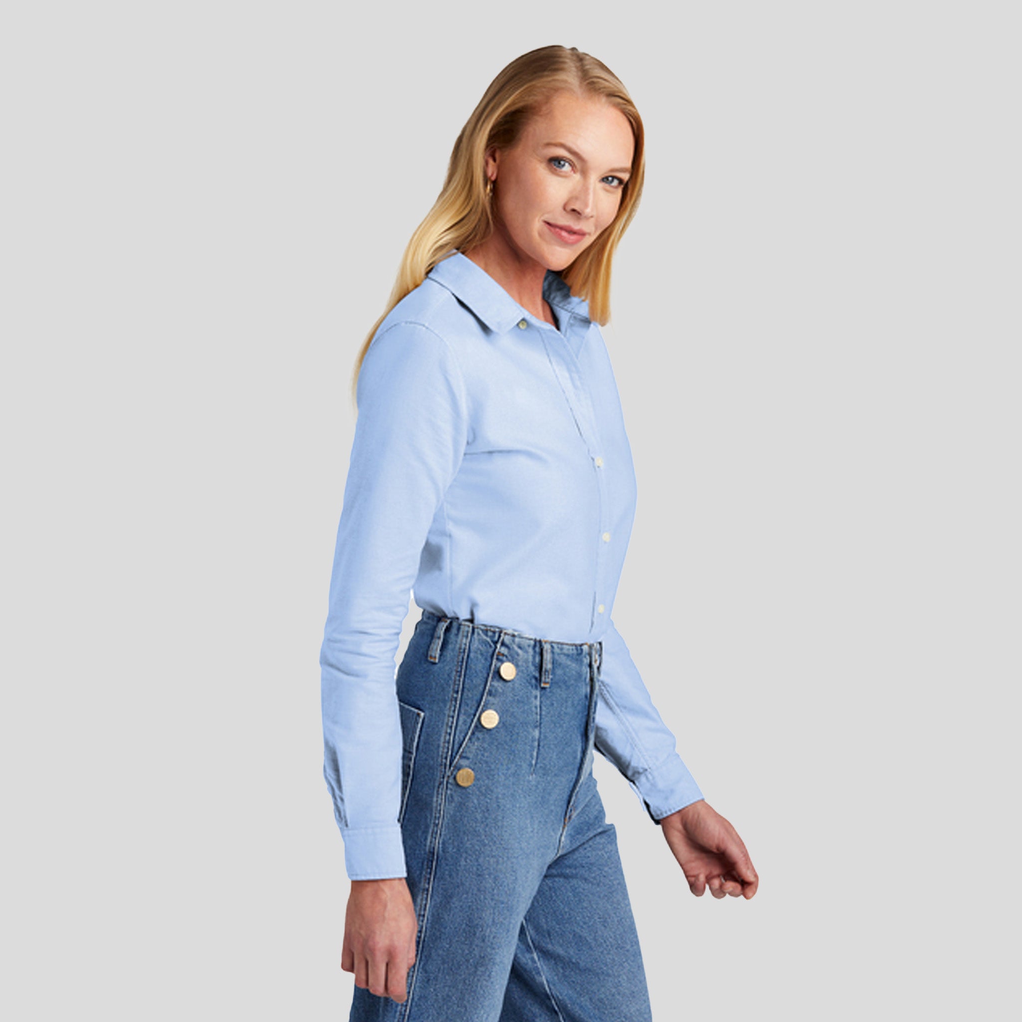 Womenβs Casual Oxford Cloth Shirt | Newport Blue
