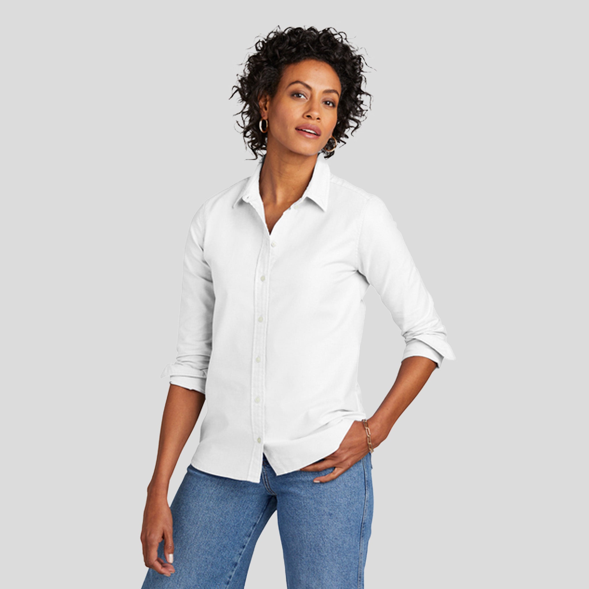 Womenβs Casual Oxford Cloth Shirt | White