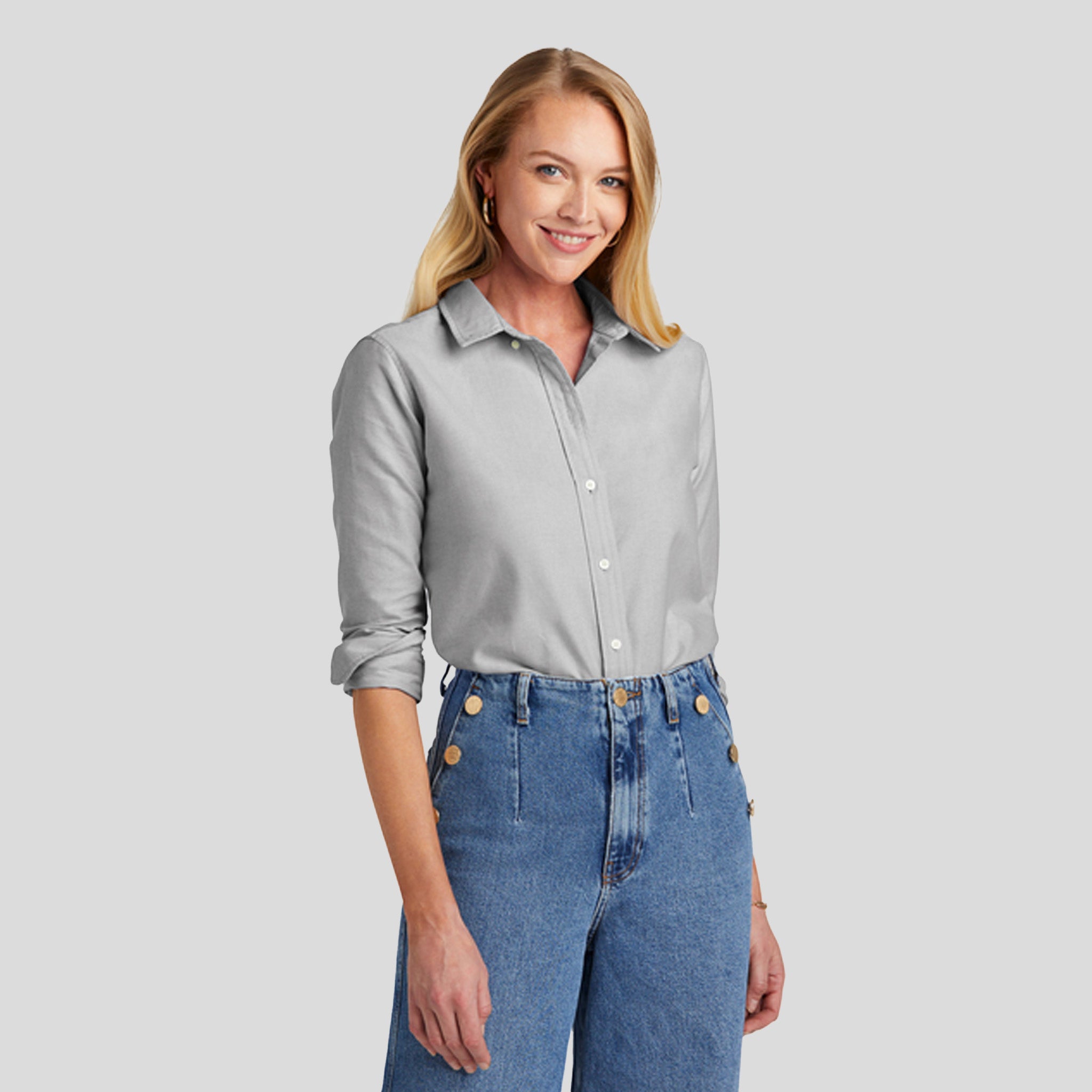 Womenβs Casual Oxford Cloth Shirt | Windsor Grey