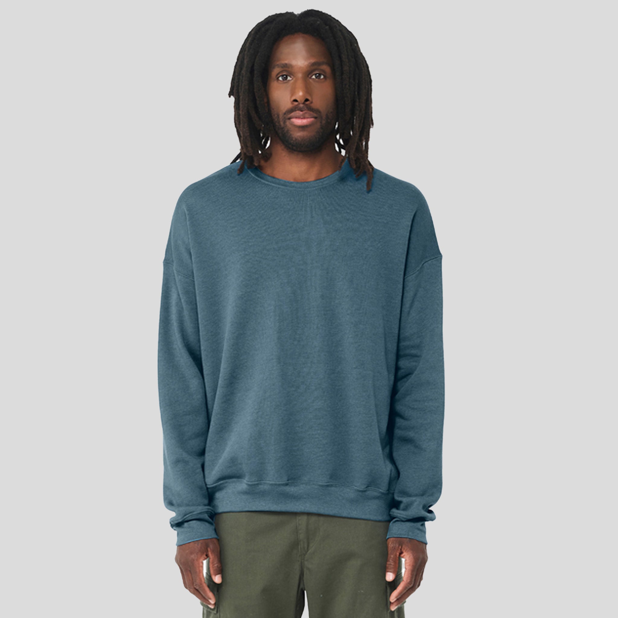 Unisex Sponge Fleece Drop Shoulder Sweatshirt | Heather Deep Teal