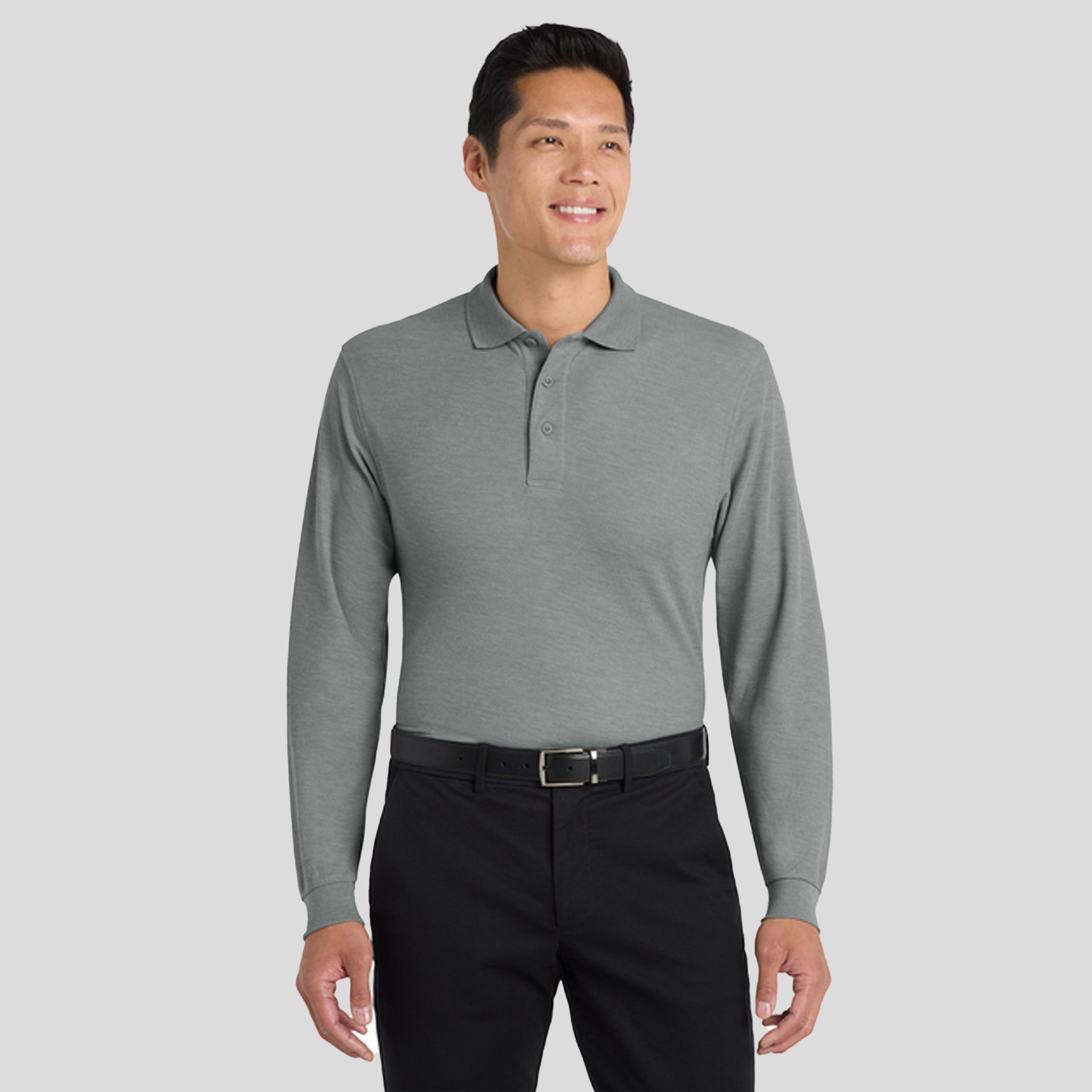 Silk Touchβ’ Long Sleeve Polo | Cool Grey