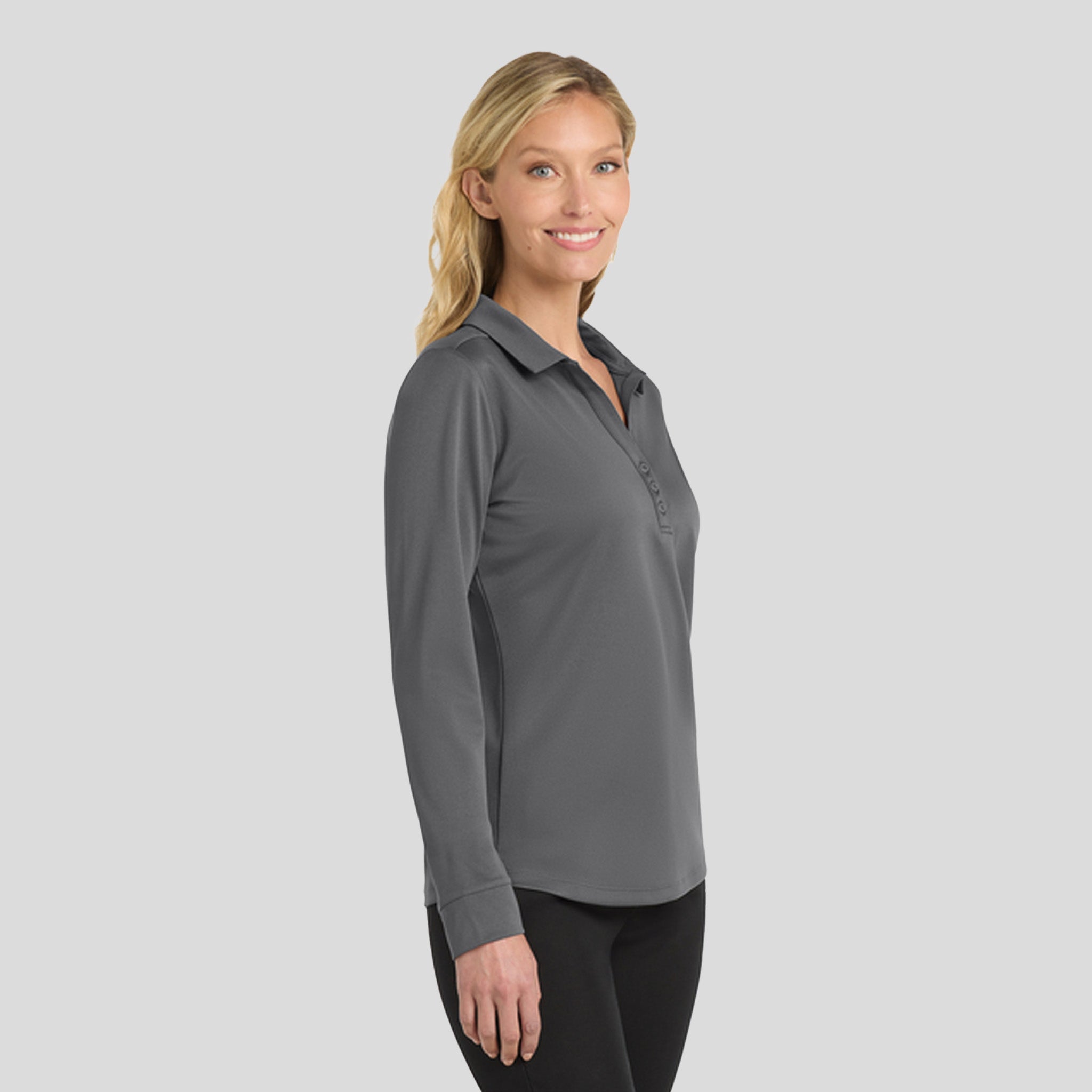 Women's Silk Touch™ Performance Long Sleeve Polo | Steel Grey