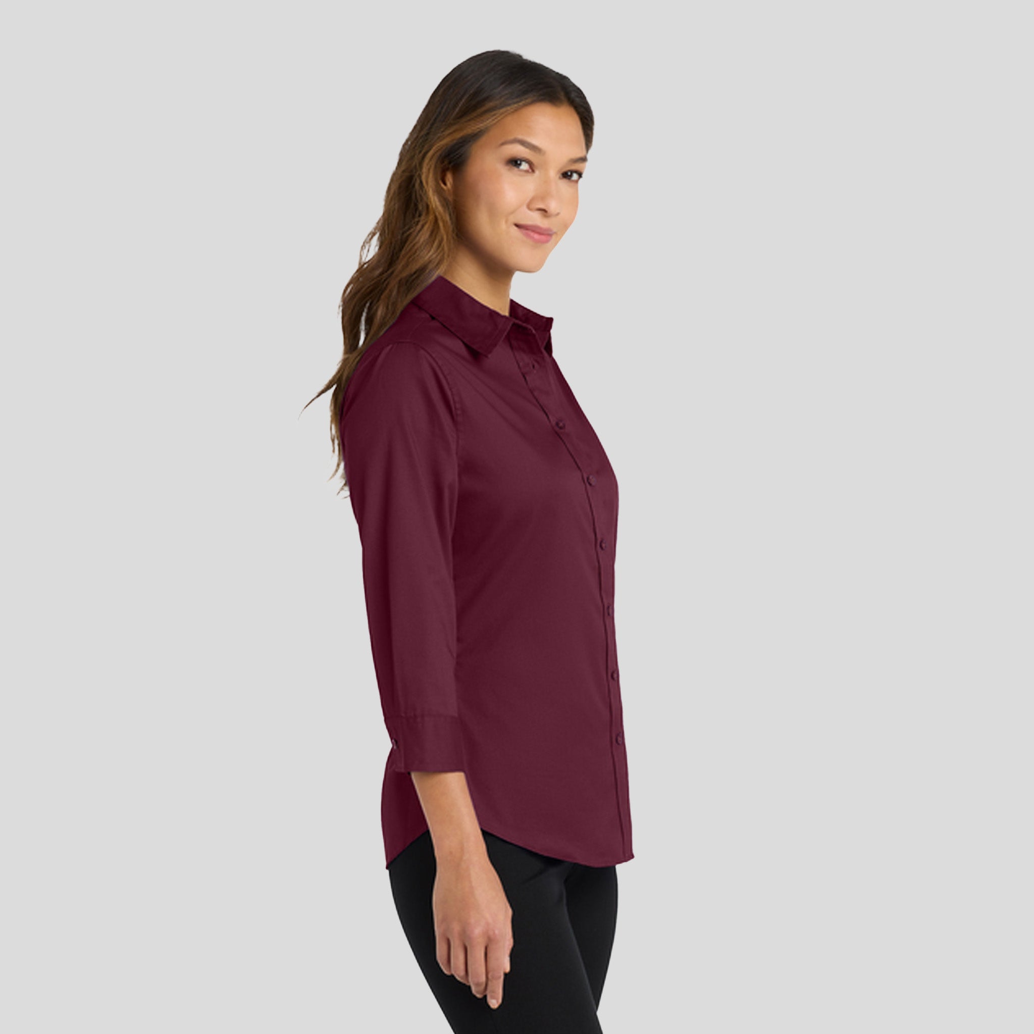 Women's 3/4-Sleeve Easy Care Shirt | Burgundy