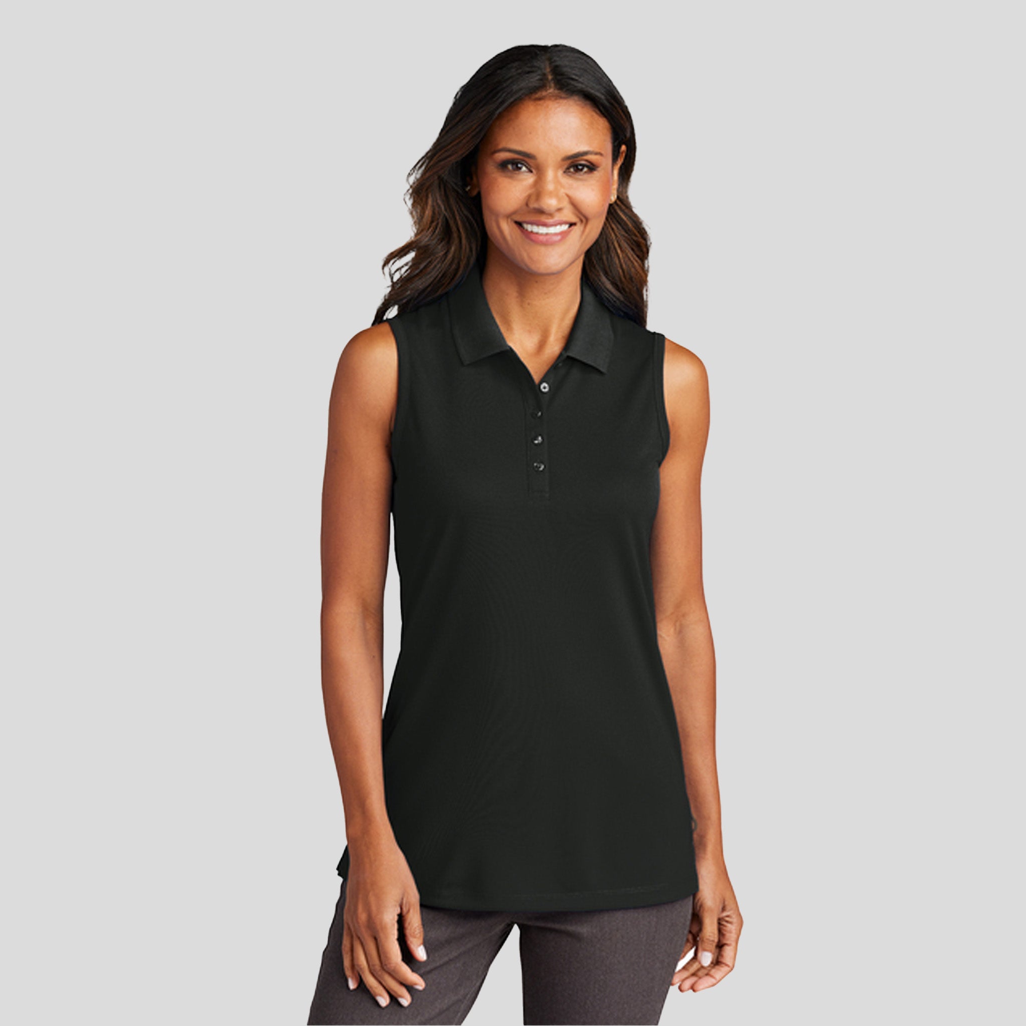 Women's Dry Zoneยฎ UV Micro-Mesh Sleeveless Polo | Deep Black