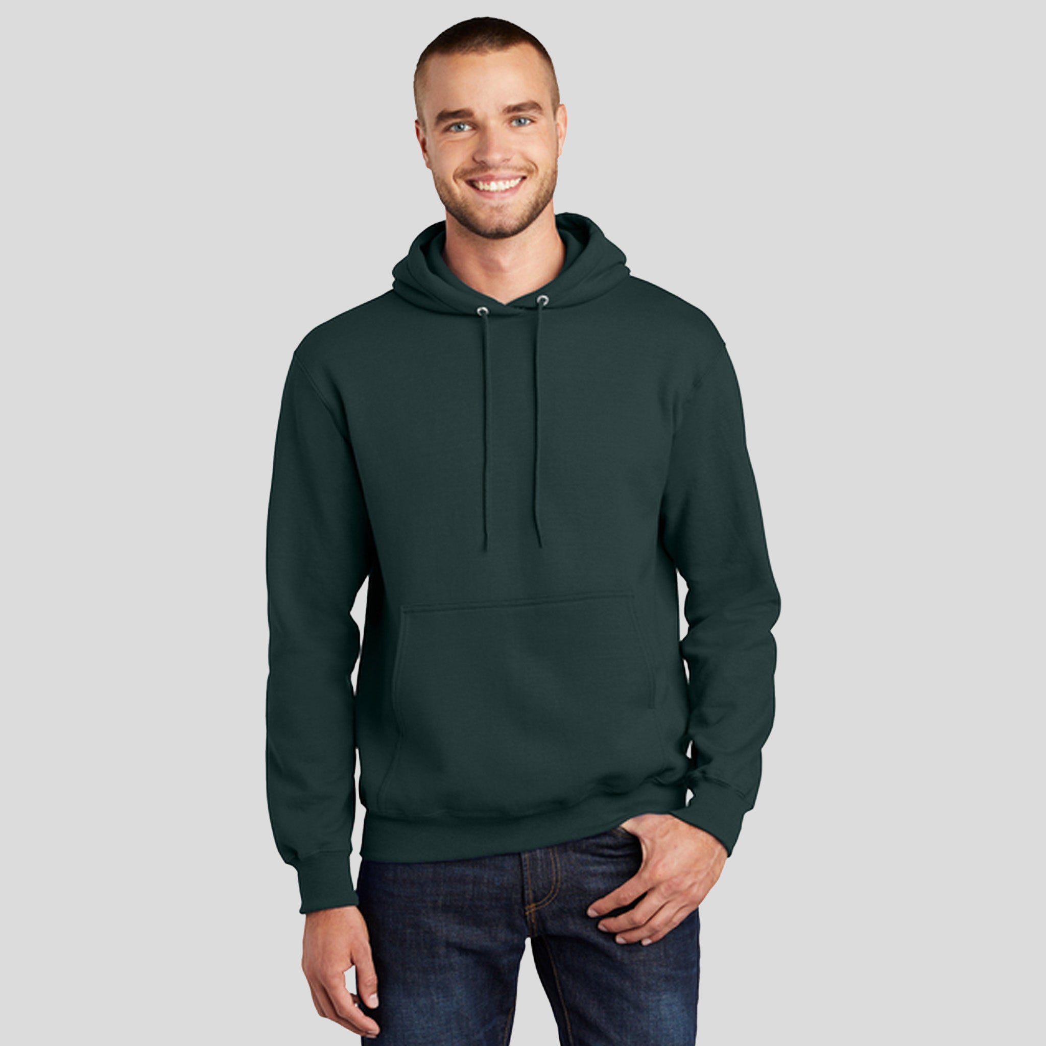Tall Essential Fleece Pullover Hooded Sweatshirt | Dark Green