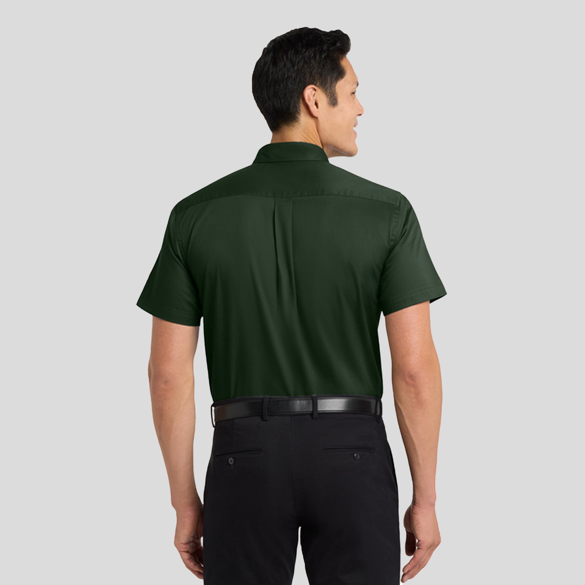 Short Sleeve Easy Care Shirt | Dark Green/Navy