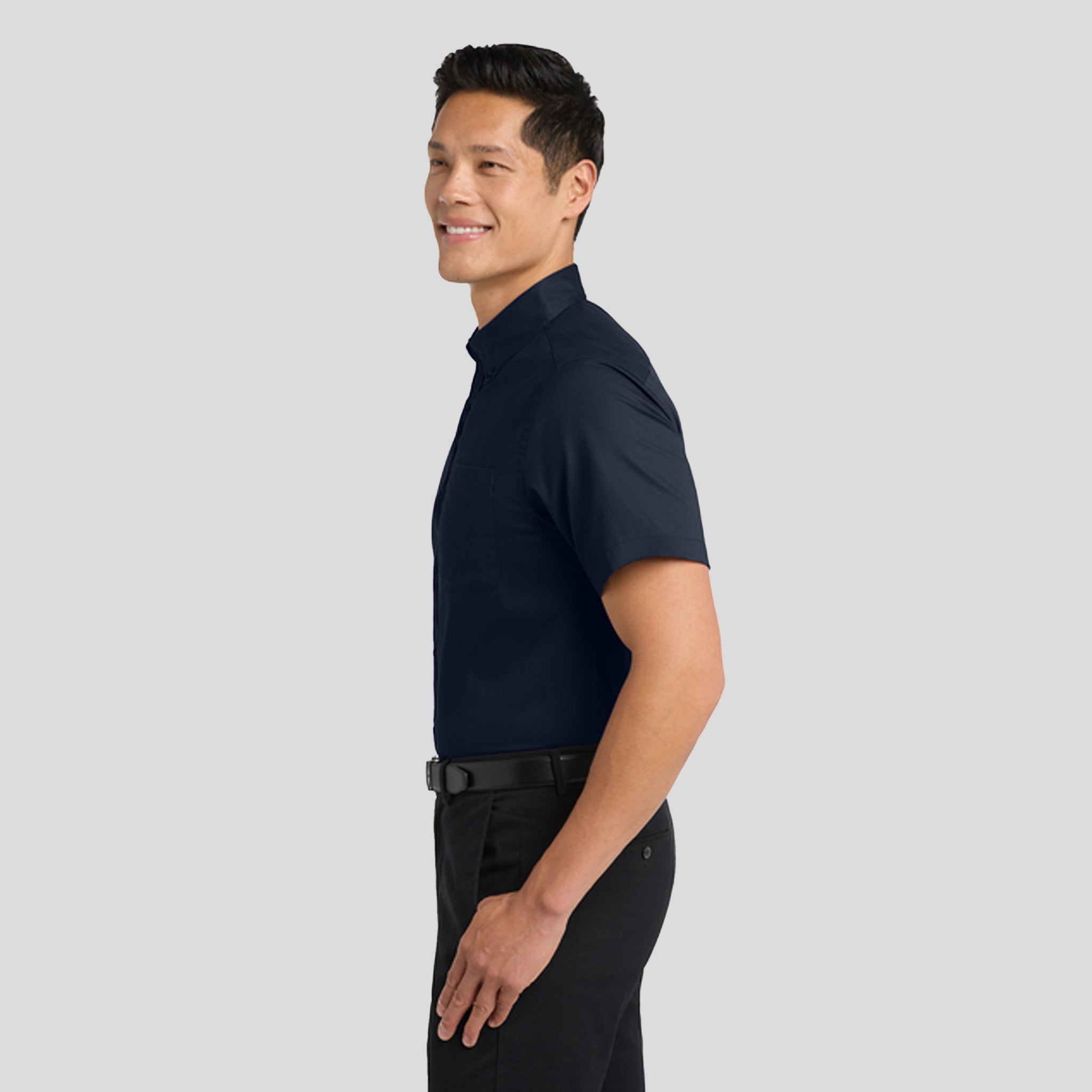 Short Sleeve Easy Care Shirt | Navy/Light Stone