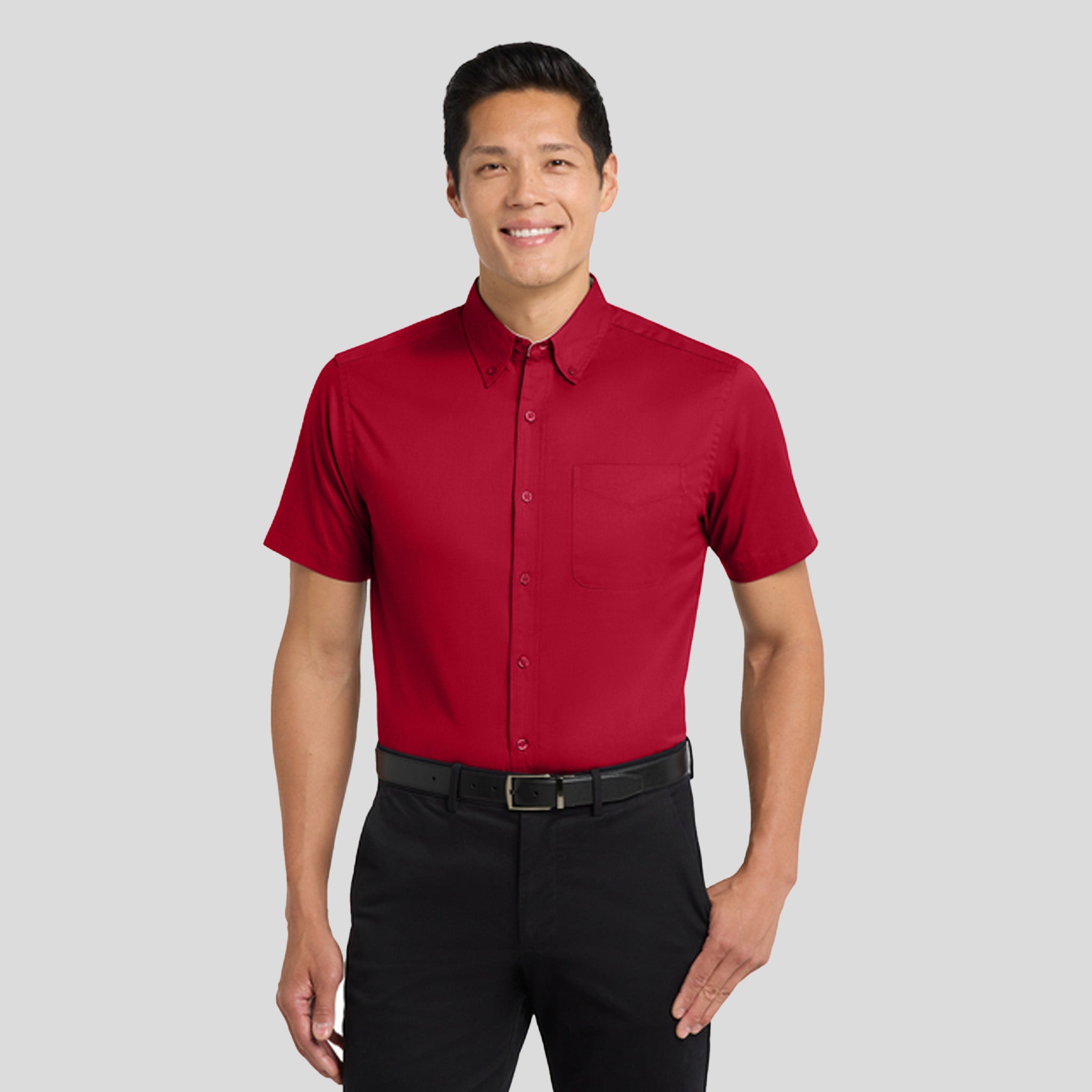 Short Sleeve Easy Care Shirt | Red/Light Stone