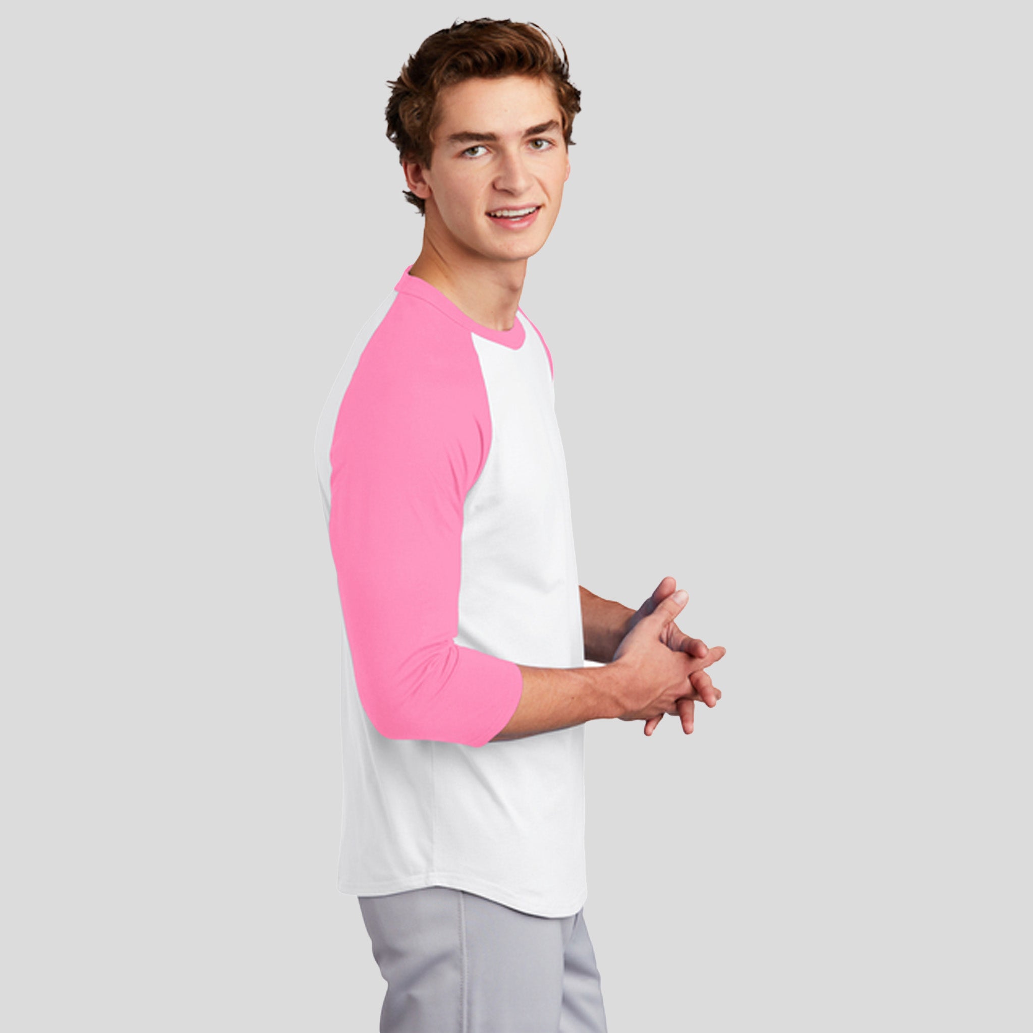Colorblock Raglan Jersey | White/Bright Pink