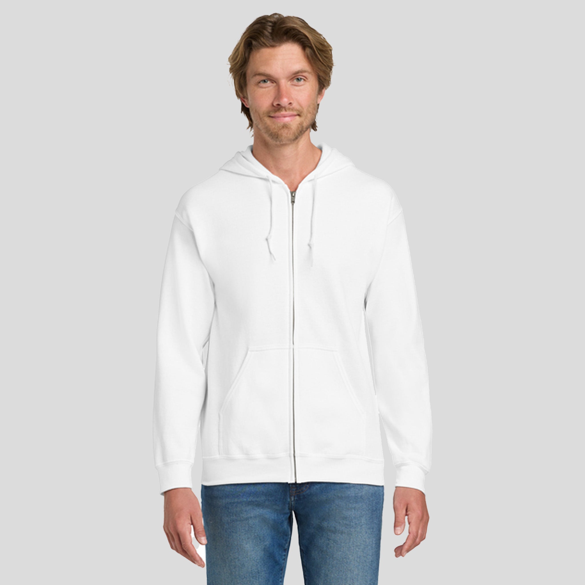 Heavy Blendβ’ Full-Zip Hooded Sweatshirt | White